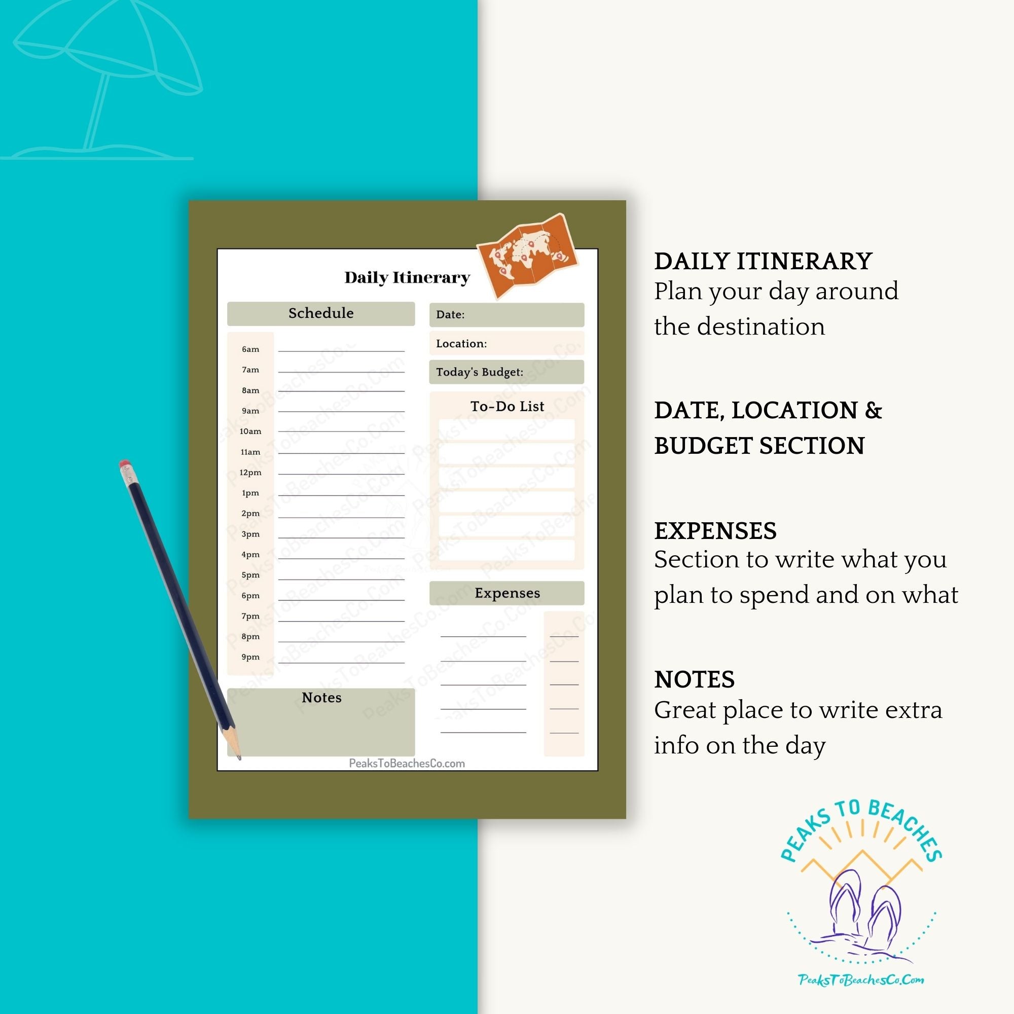 Fall Vacation Planner - PRINT AT HOME - Peaks to Beaches Co