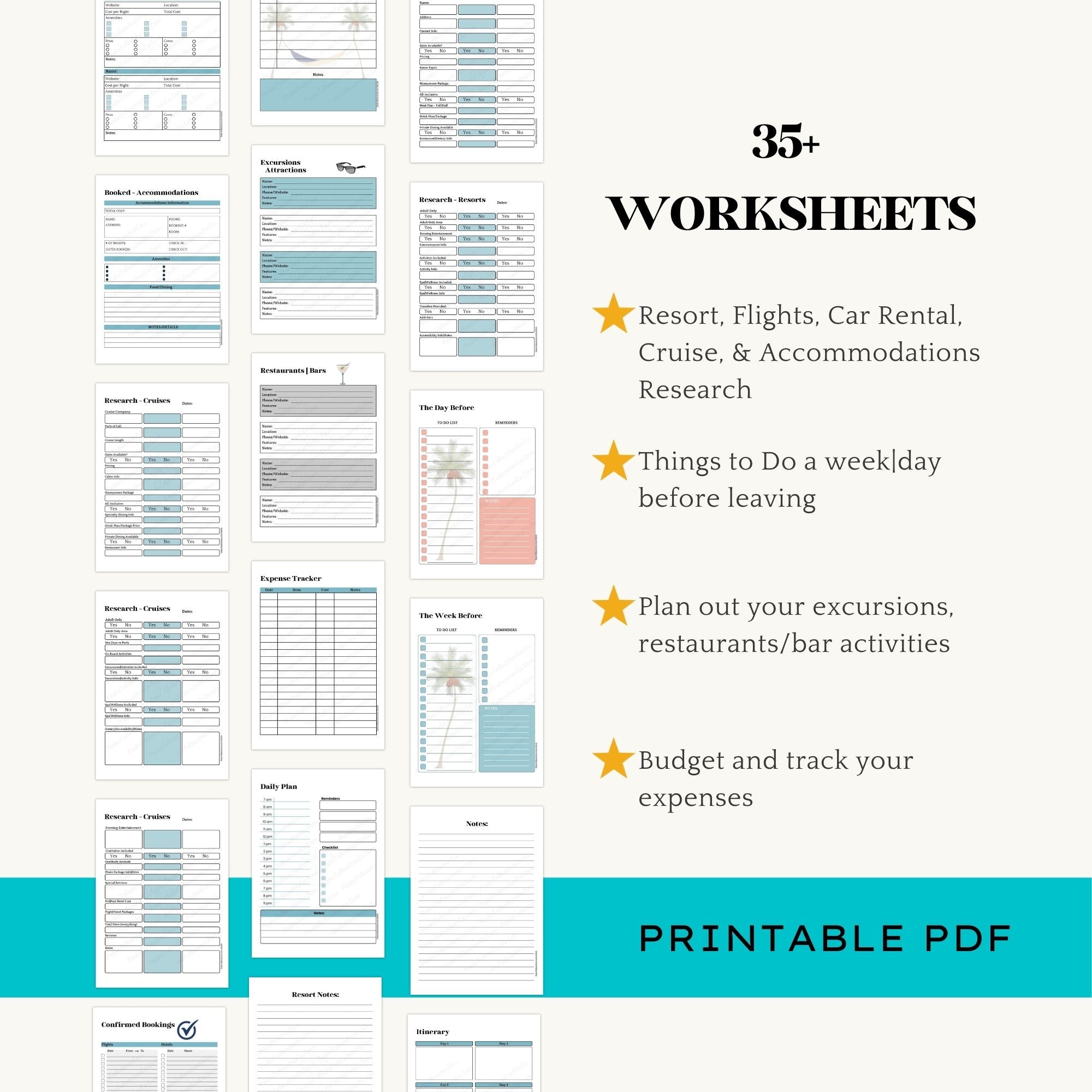 Honeymoon Planner - PRINT AT HOME - Peaks to Beaches Co Planner