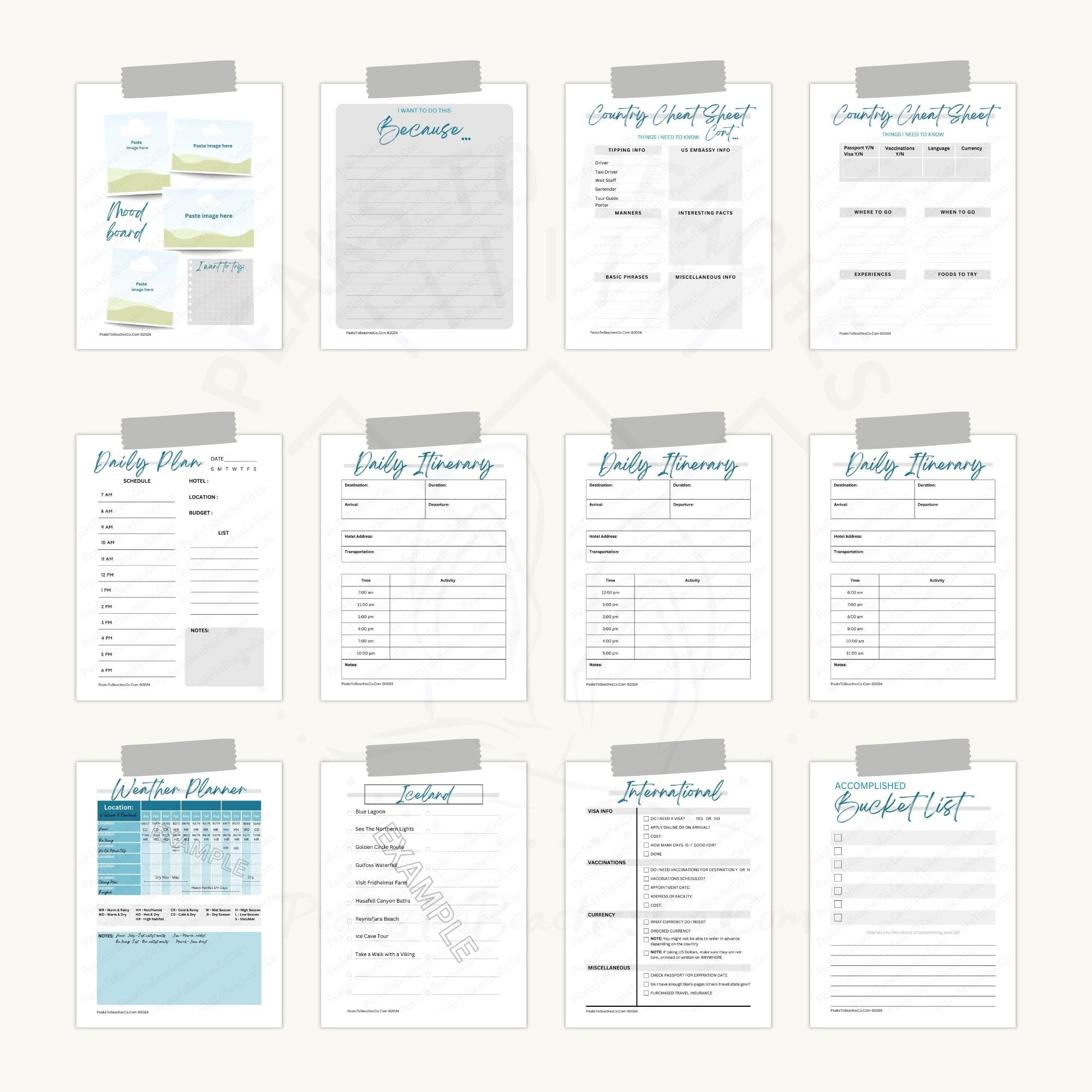 My Ultimate Bucket List and Planning Guide - PRINT AT HOME - Peaks to Beaches Co Planner