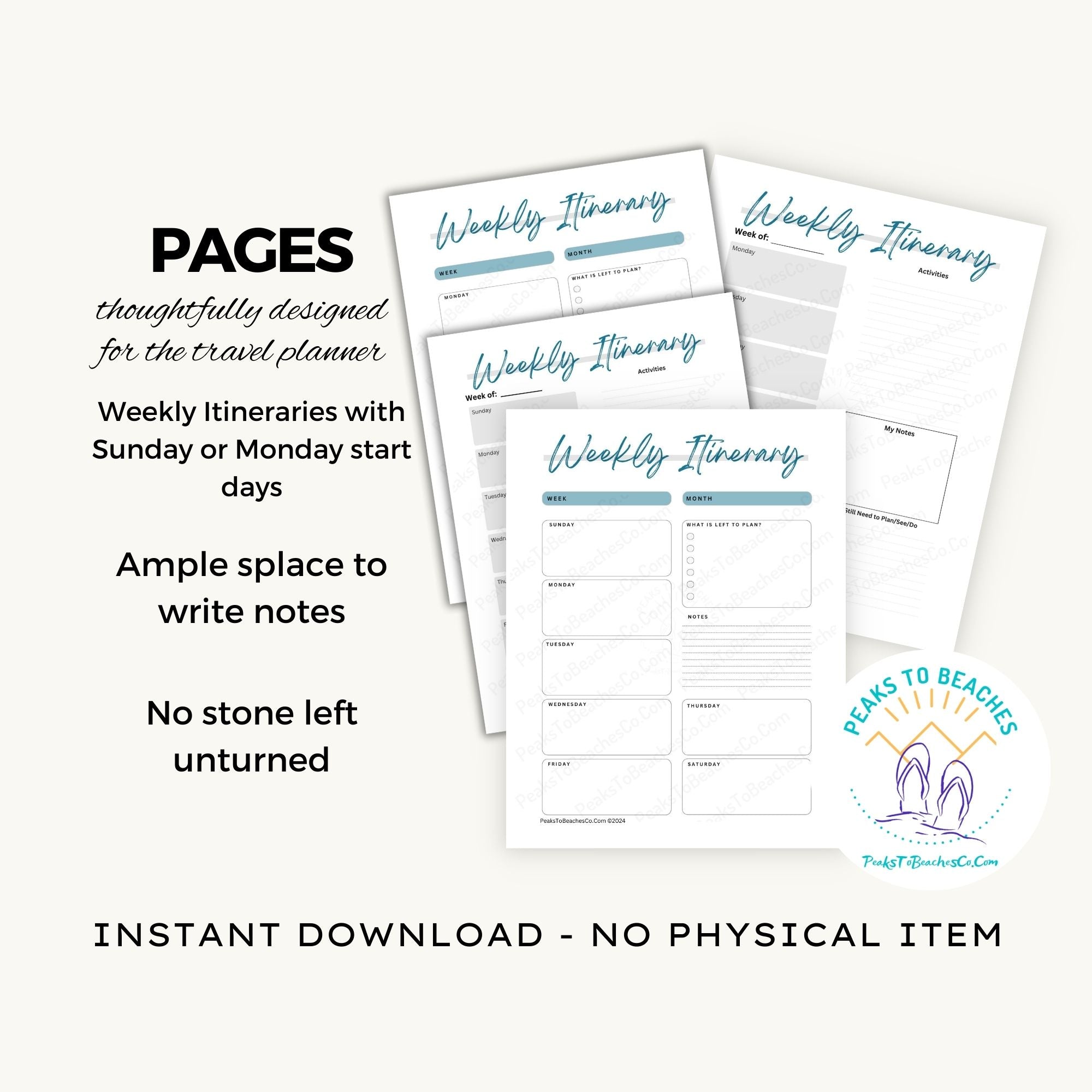My Ultimate Bucket List and Planning Guide - PRINT AT HOME - Peaks to Beaches Co Planner