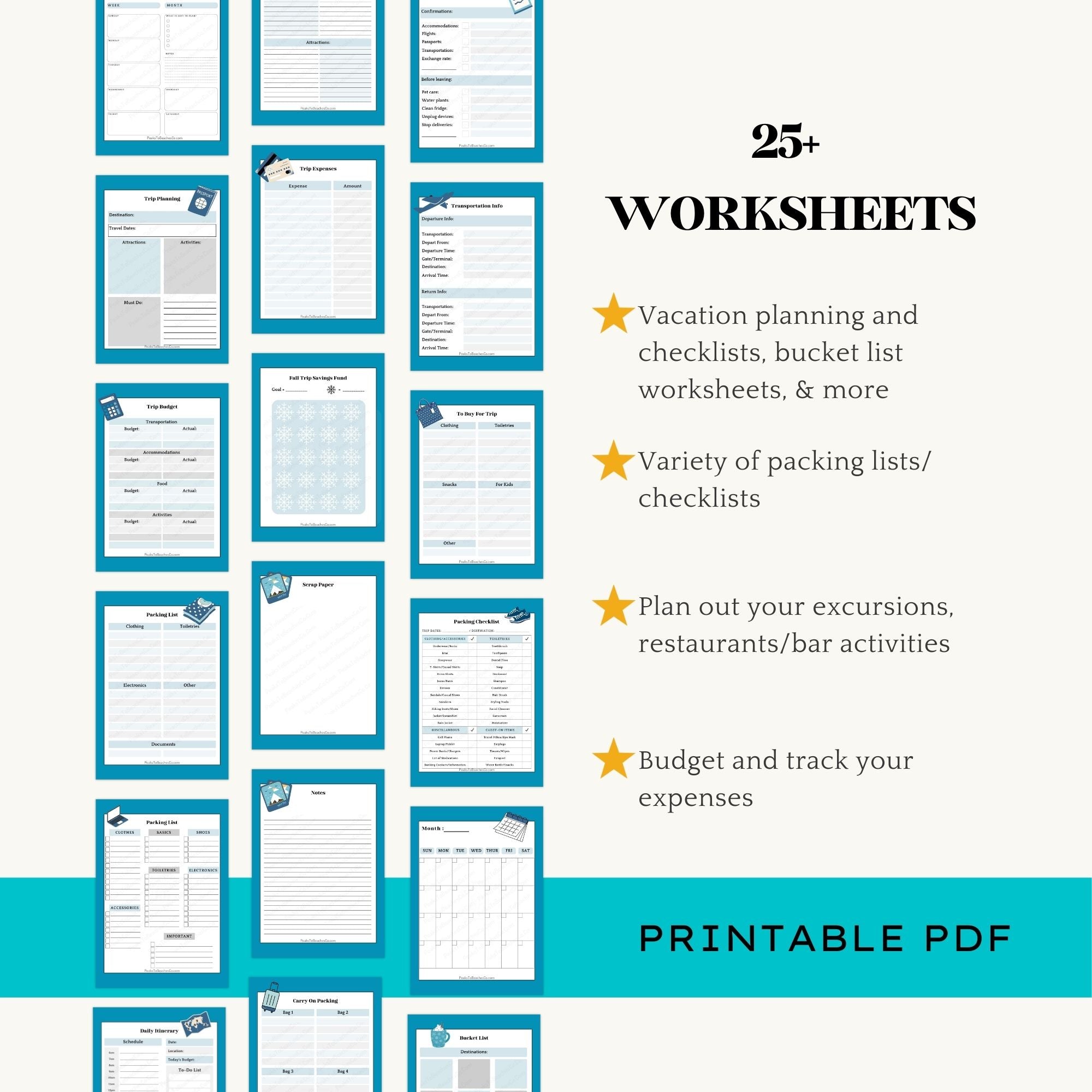 Winter Vacation Planner - PRINT AT HOME - Peaks to Beaches Co Planner
