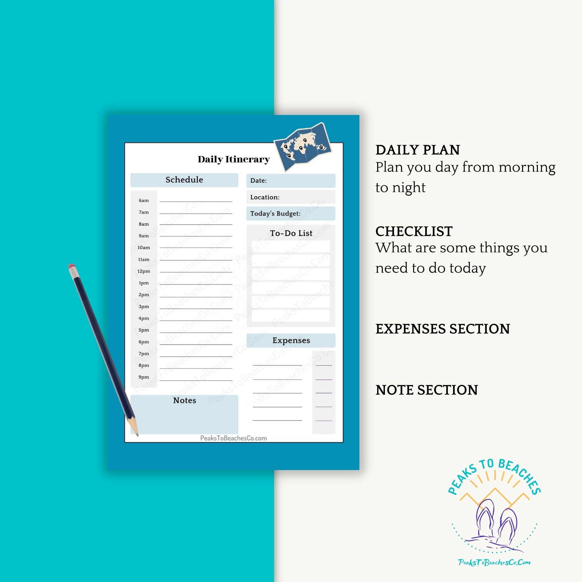 Winter Vacation Planner - PRINT AT HOME - Peaks to Beaches Co Planner