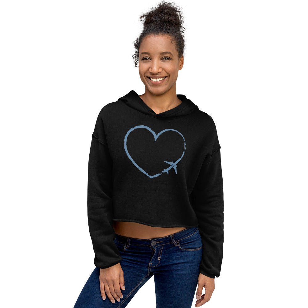I Heart Travel - LS Crop Hoodie - Peaks to Beaches Co Apparel