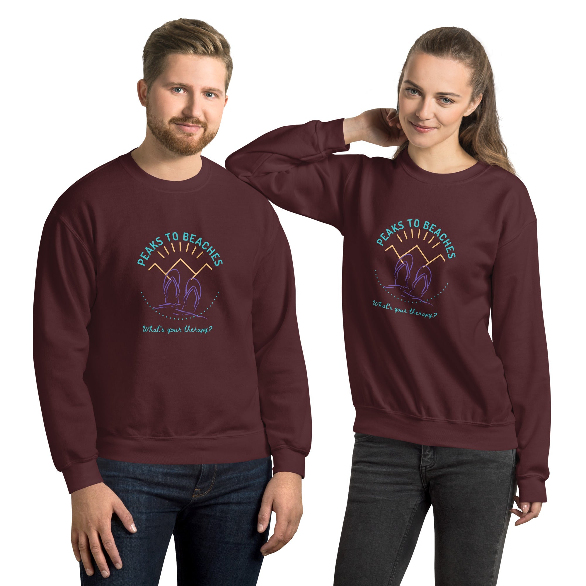 Peaks To Beaches Multi-Color Graphic LS Unisex Crew Neck Sweatshirt - Peaks to Beaches Co Apparel