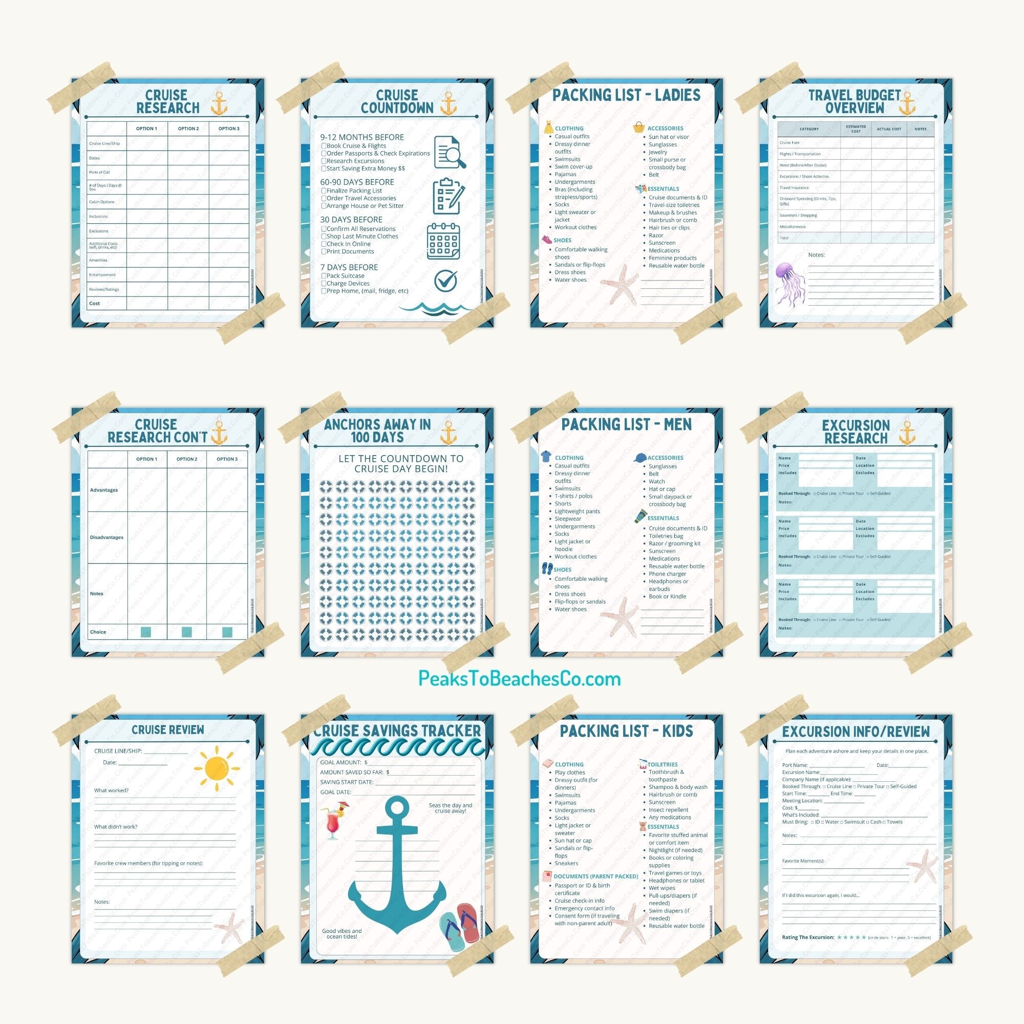 Let&#39;s Sail! Cruise Planner - PRINT AT HOME - Peaks to Beaches Co