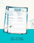 Let's Sail! Cruise Planner - PRINT AT HOME - Peaks to Beaches Co