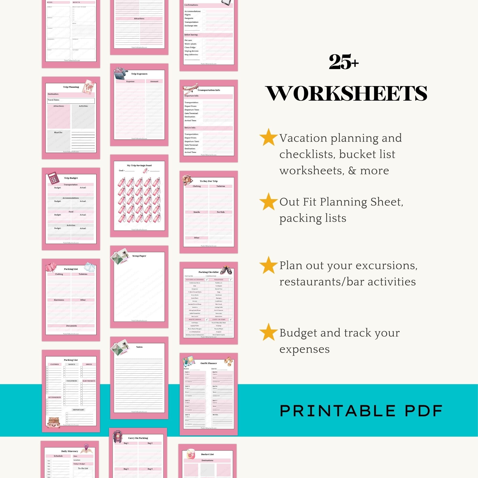 My Vacation Planner - PRINT AT HOME - Peaks to Beaches Co Planner