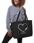 I Heart Travel Large Organic Tote Bag - Peaks to Beaches Co Apparel