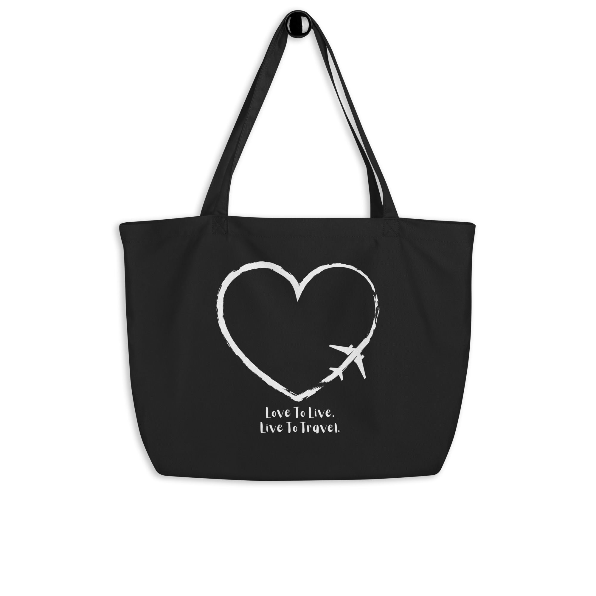 I Heart Travel Large Organic Tote Bag - Peaks to Beaches Co Apparel