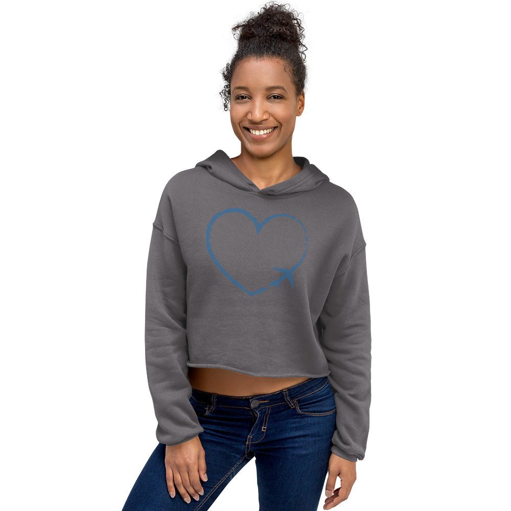 I Heart Travel - LS Crop Hoodie - Peaks to Beaches Co Apparel