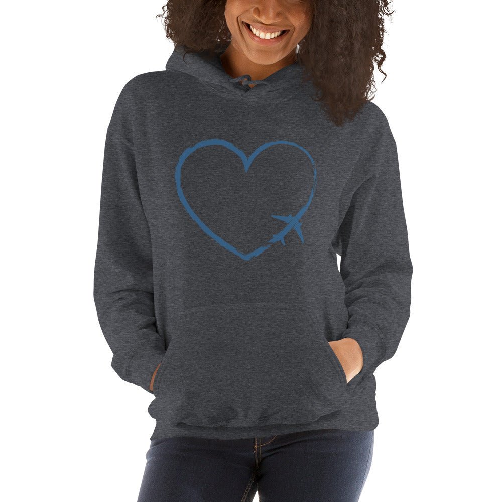 I Heart Travel - LS Unisex Heavy Blend Hoodie - Peaks to Beaches Co Apparel