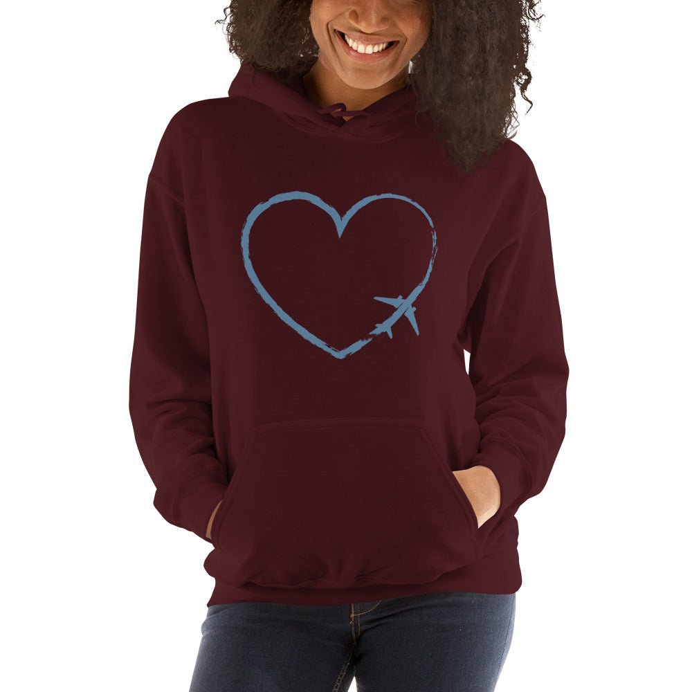 I Heart Travel - LS Unisex Heavy Blend Hoodie - Peaks to Beaches Co Apparel