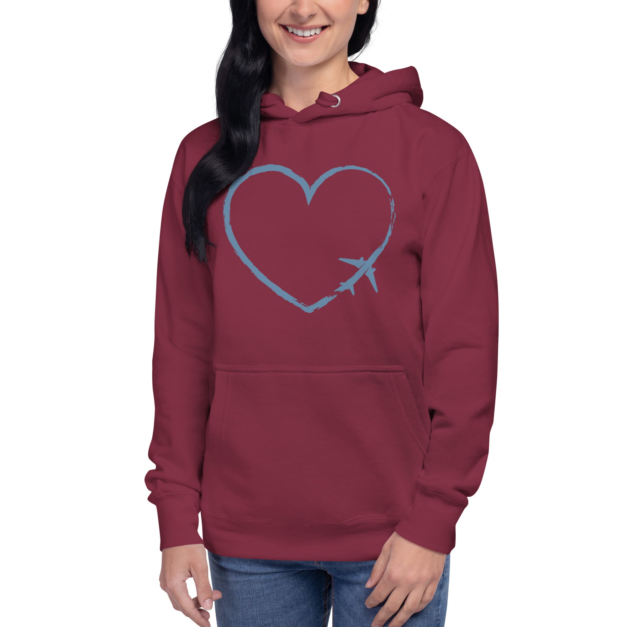 I Heart Travel - LS Unisex Premium Hoodie - Peaks to Beaches Co Apparel