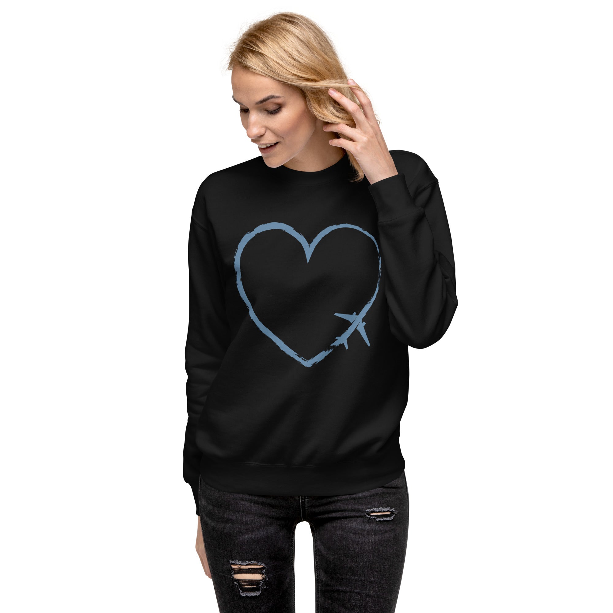 I Heart Travel - LS Unisex Premium Sweatshirt - Peaks to Beaches Co Apparel