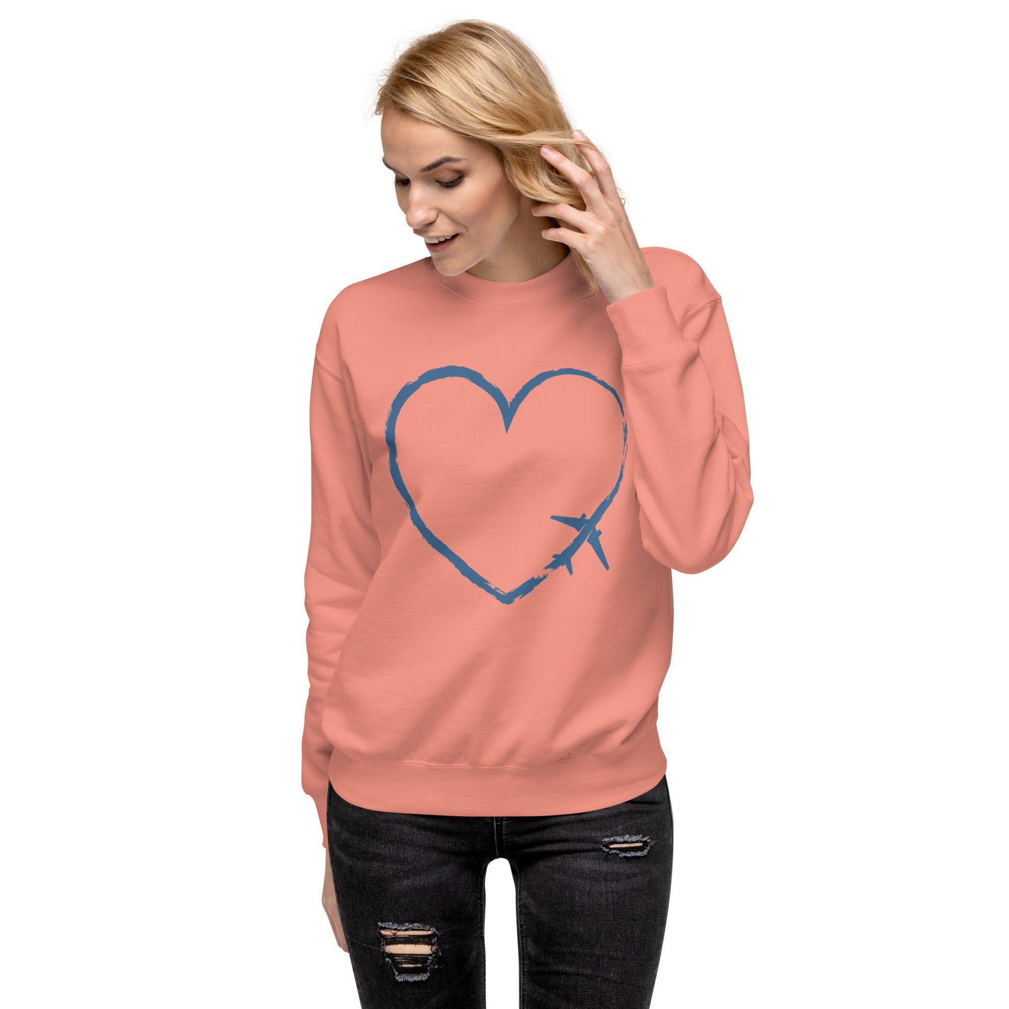 I Heart Travel - LS Unisex Premium Sweatshirt - Peaks to Beaches Co Apparel