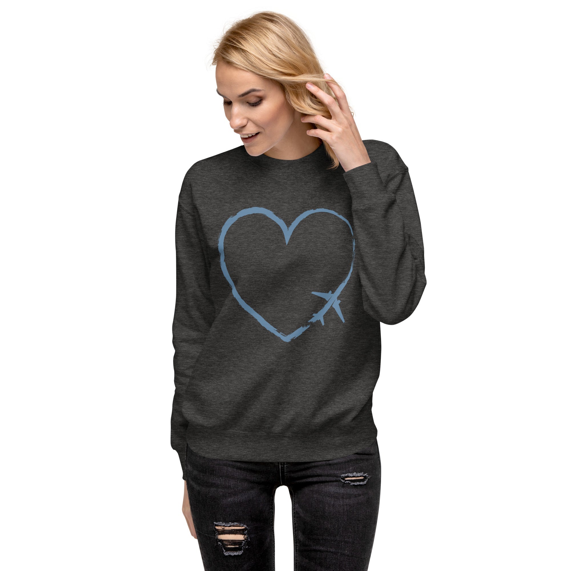 I Heart Travel - LS Unisex Premium Sweatshirt - Peaks to Beaches Co Apparel