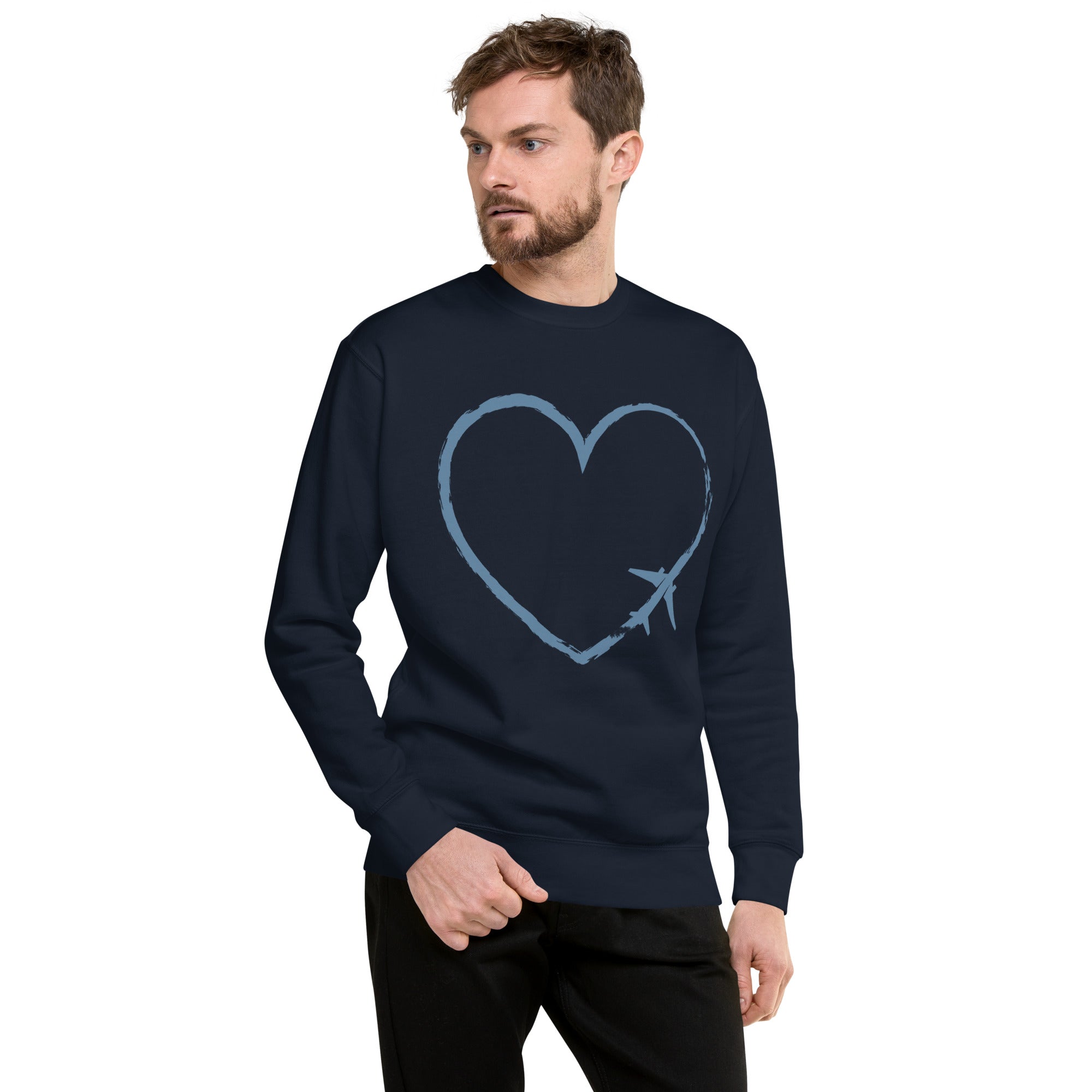 I Heart Travel - LS Unisex Premium Sweatshirt - Peaks to Beaches Co Apparel