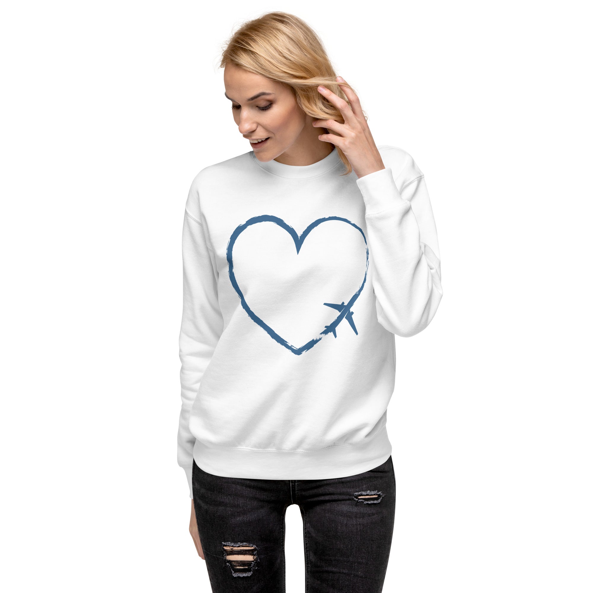 I Heart Travel - LS Unisex Premium Sweatshirt - Peaks to Beaches Co Apparel