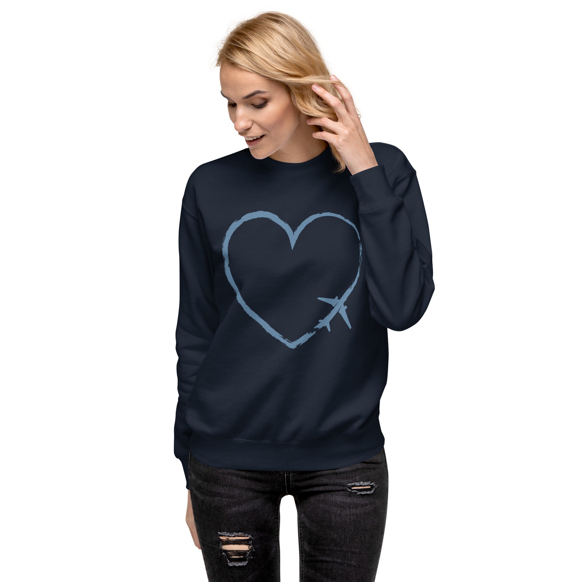 I Heart Travel - LS Unisex Premium Sweatshirt - Peaks to Beaches Co Apparel