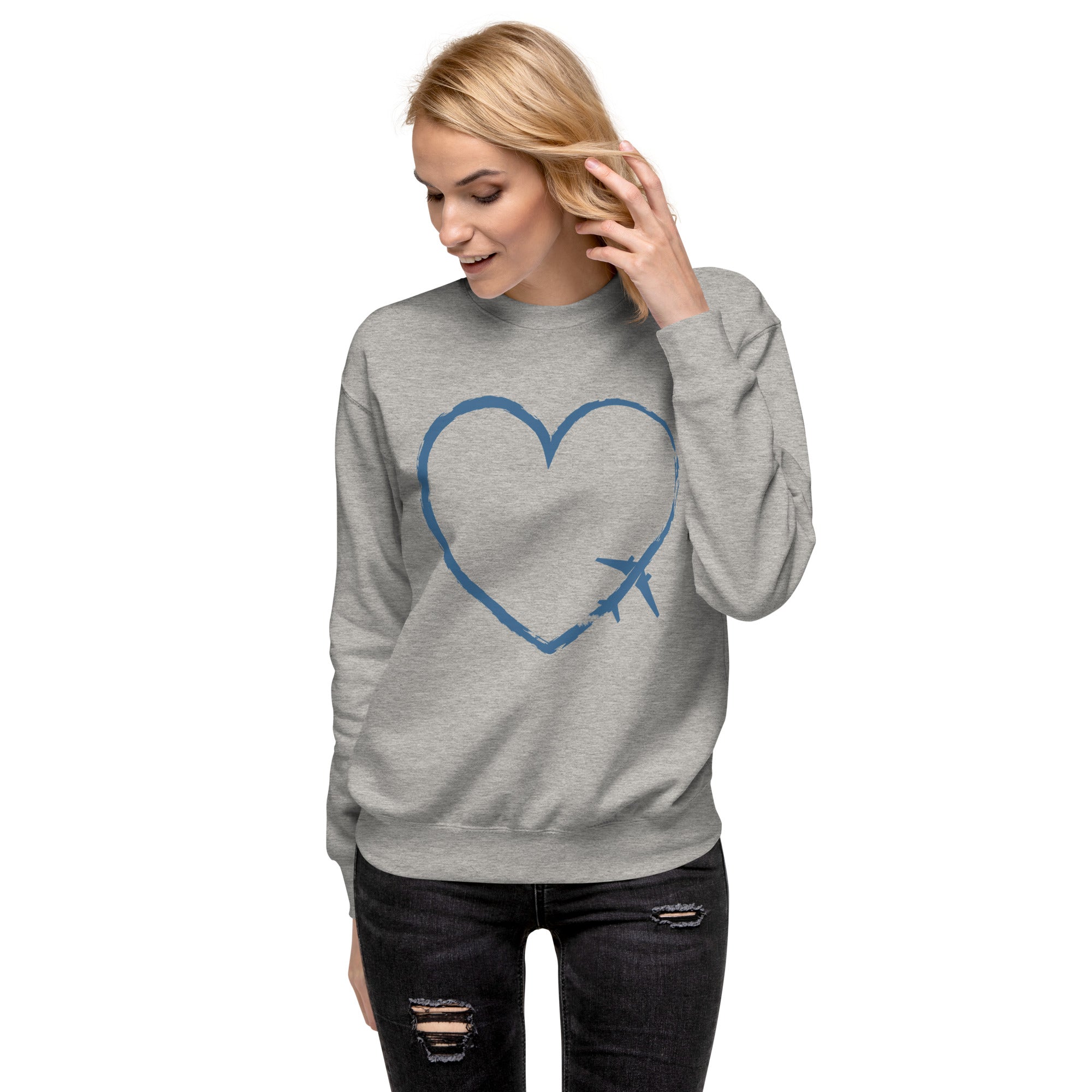 I Heart Travel - LS Unisex Premium Sweatshirt - Peaks to Beaches Co Apparel