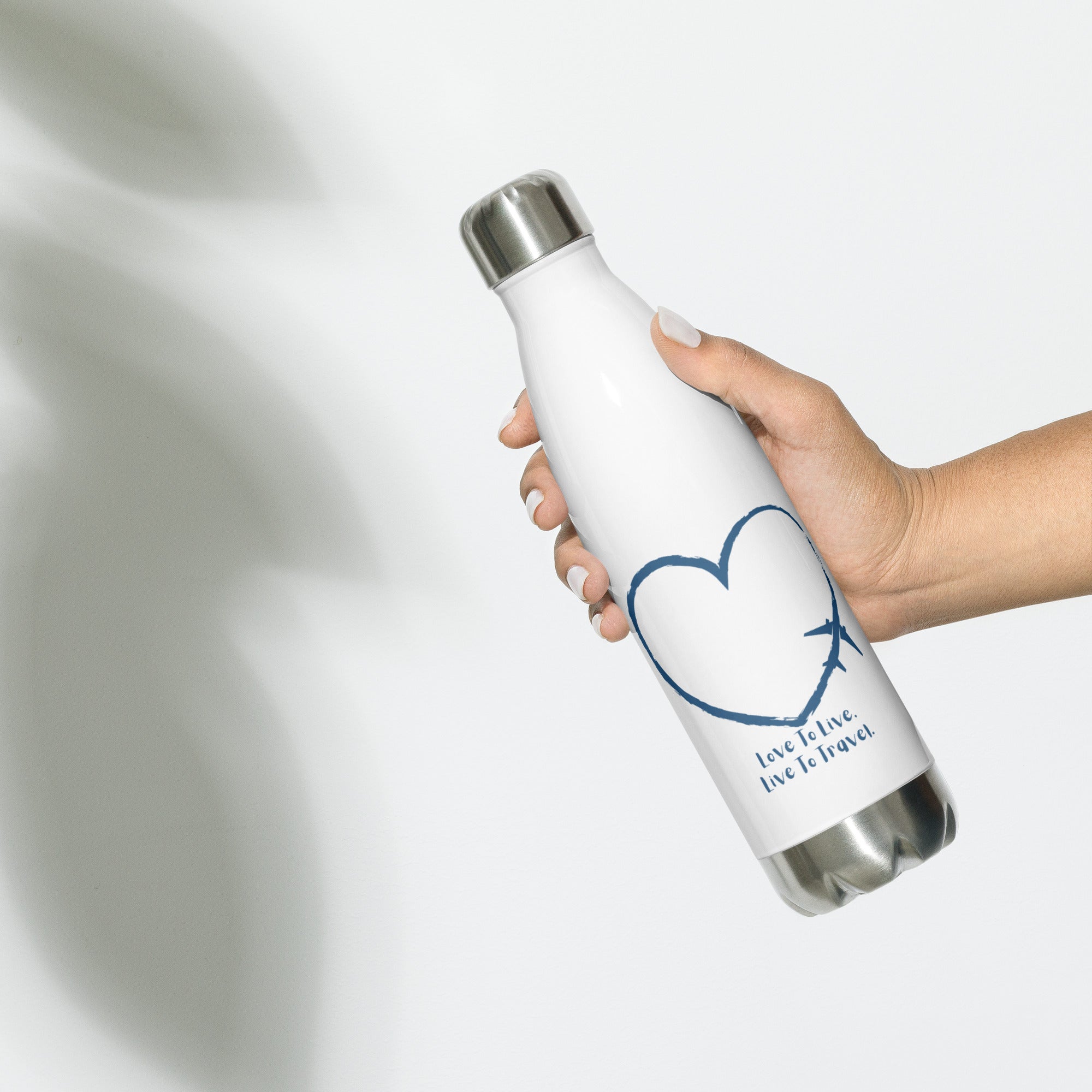 I Heart Travel Stainless Steel Water Bottle - Peaks to Beaches Co Drinkware