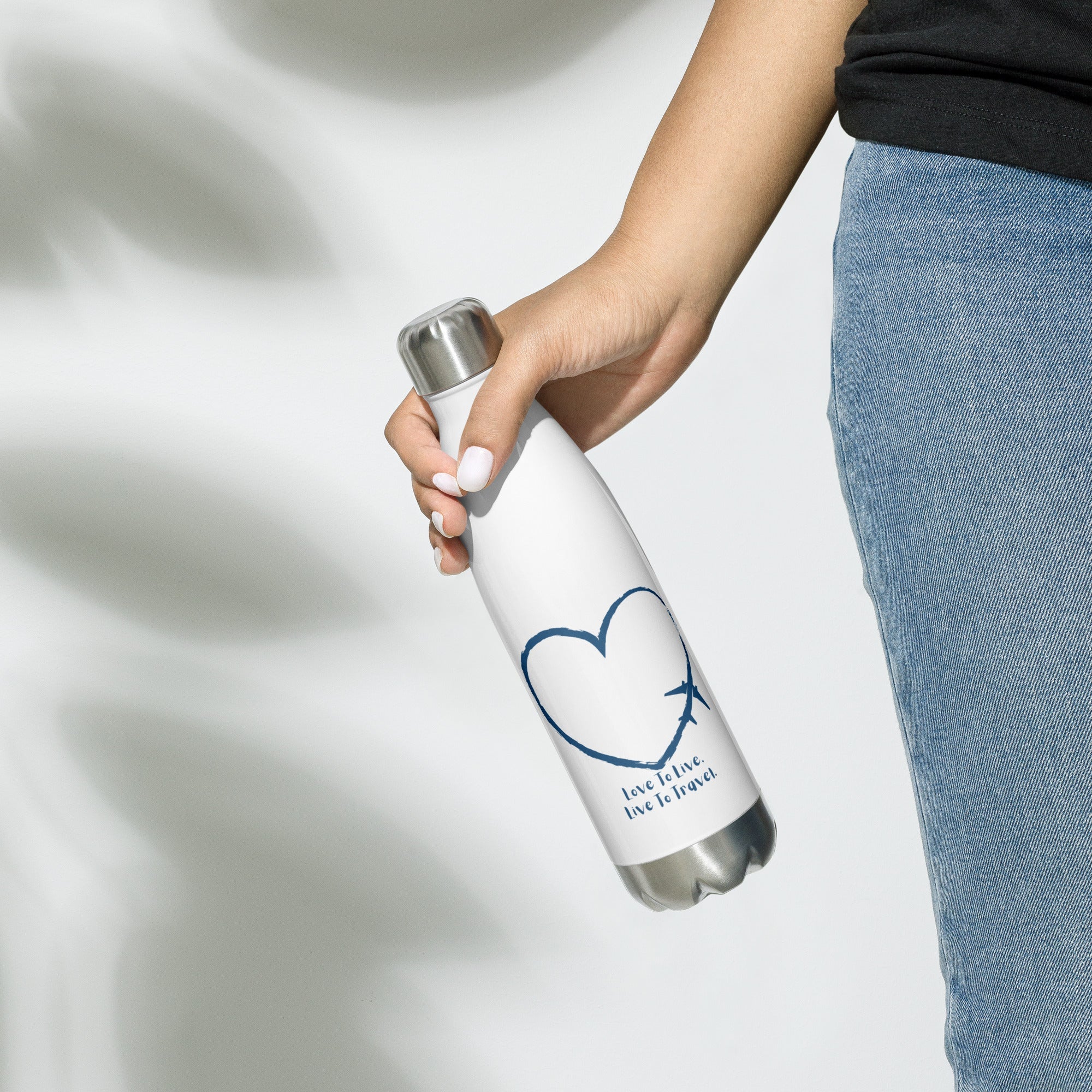 I Heart Travel Stainless Steel Water Bottle - Peaks to Beaches Co Drinkware