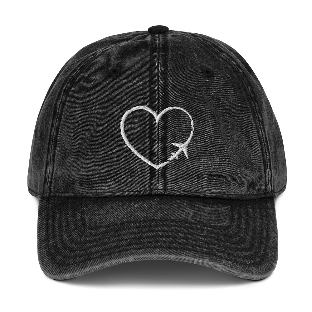 I Heart Travel Vintage Cotton Twill Cap - Peaks to Beaches Co Apparel