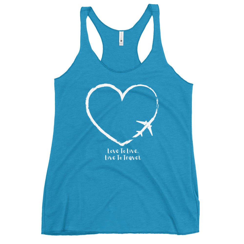 I Heart Travel - Women's Racerback Tank - Peaks to Beaches Co Apparel