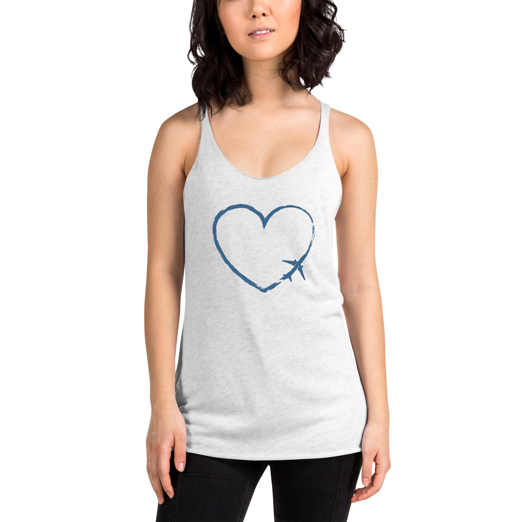 I Heart Travel - Women's Racerback Tank - Peaks to Beaches Co Apparel