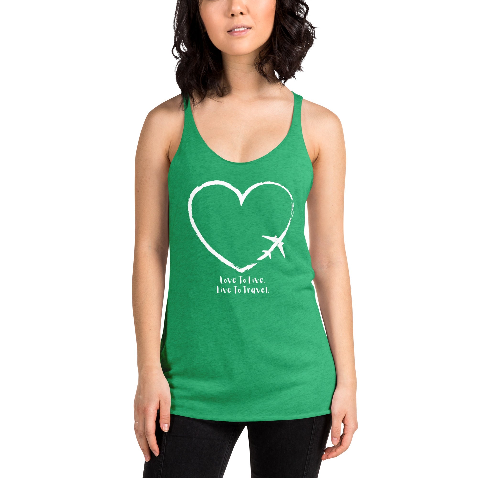 I Heart Travel - Women&#39;s Racerback Tank - Peaks to Beaches Co Apparel