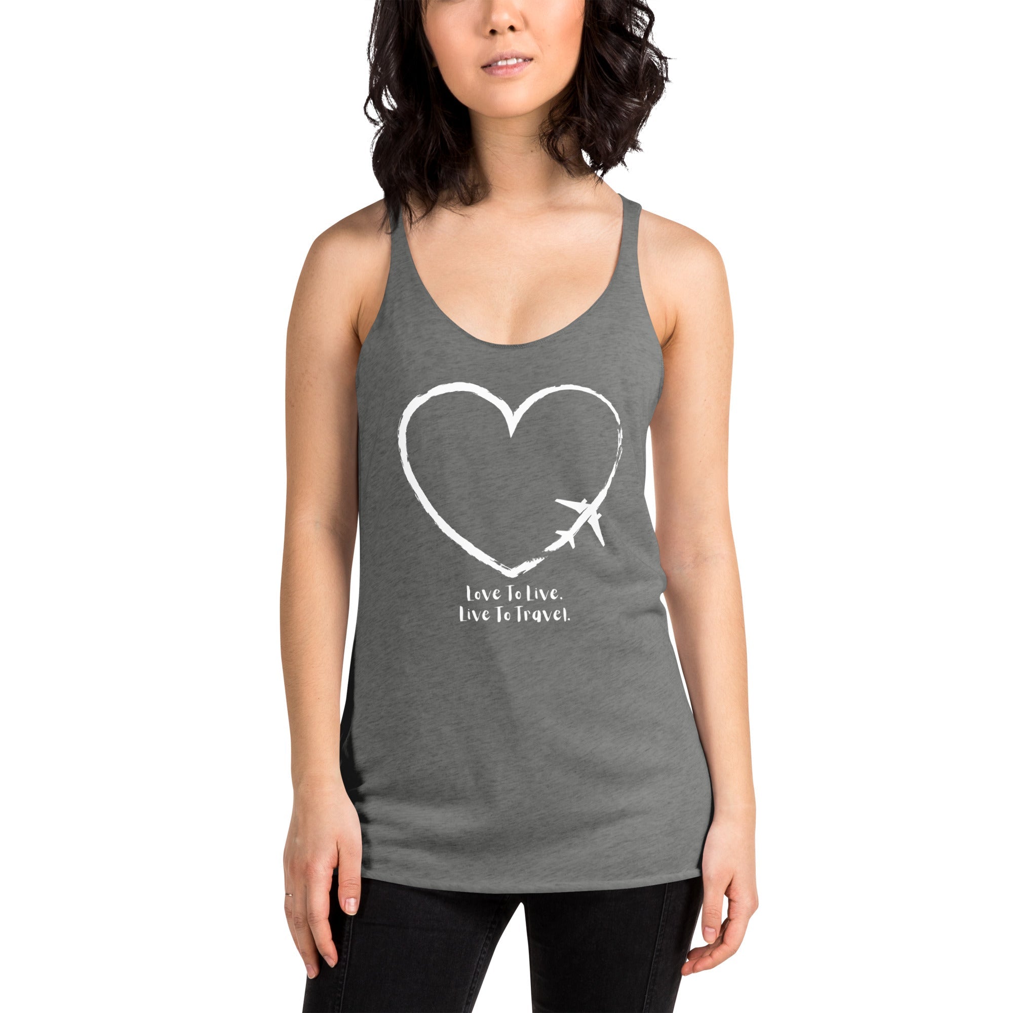 I Heart Travel - Women&#39;s Racerback Tank - Peaks to Beaches Co Apparel