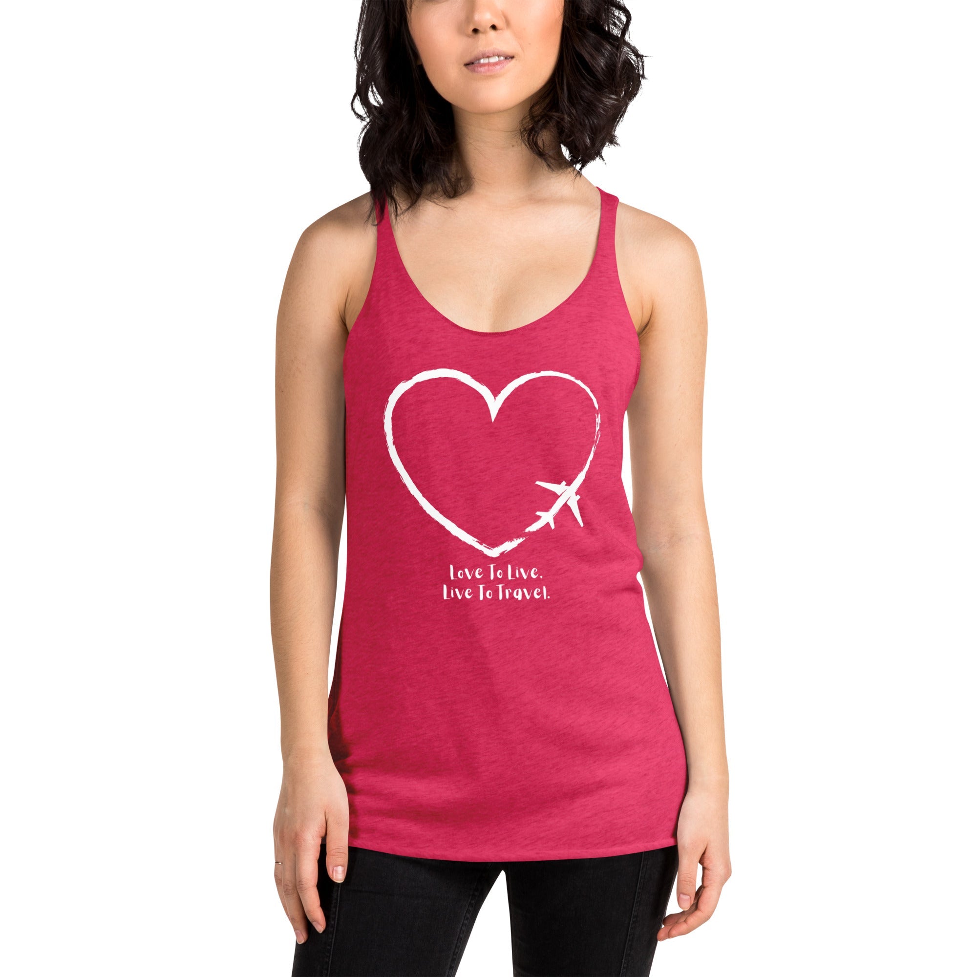 I Heart Travel - Women&#39;s Racerback Tank - Peaks to Beaches Co Apparel