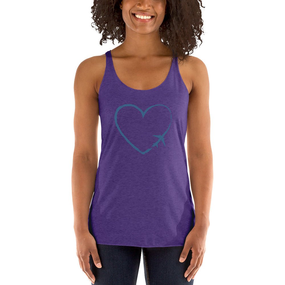 I Heart Travel - Women&#39;s Racerback Tank - Peaks to Beaches Co Apparel