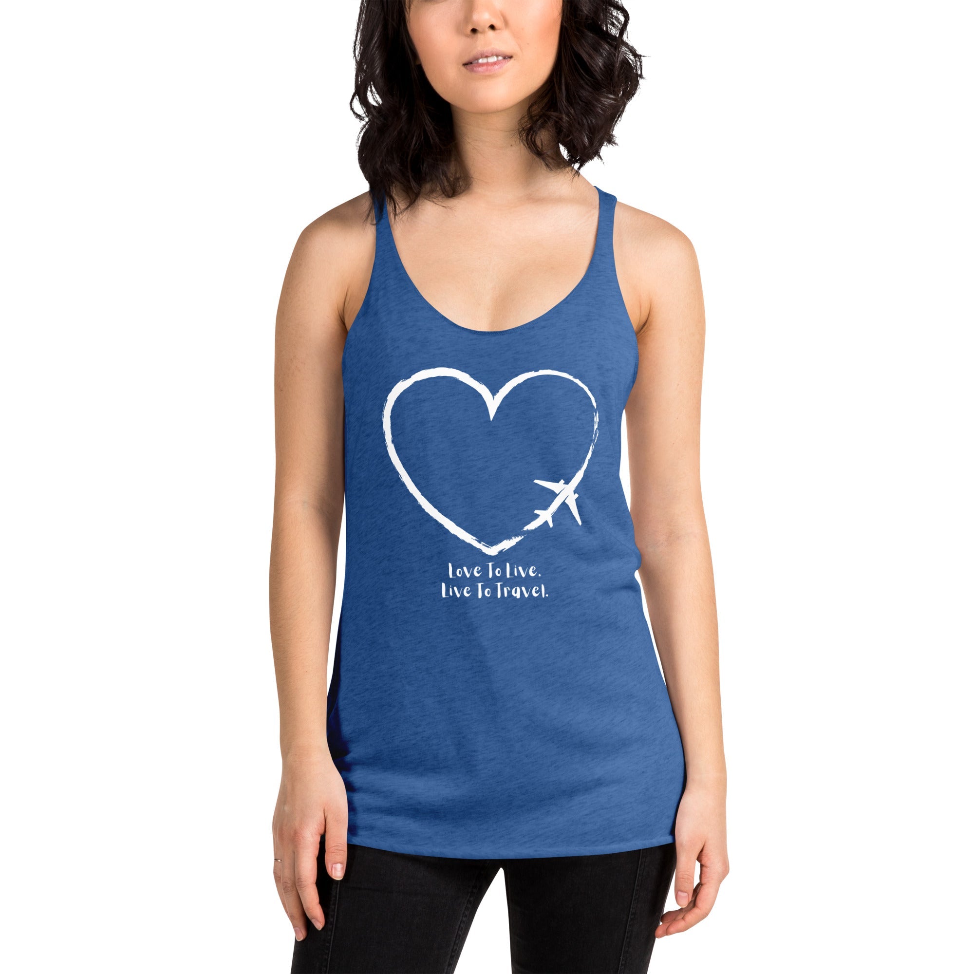 I Heart Travel - Women&#39;s Racerback Tank - Peaks to Beaches Co Apparel