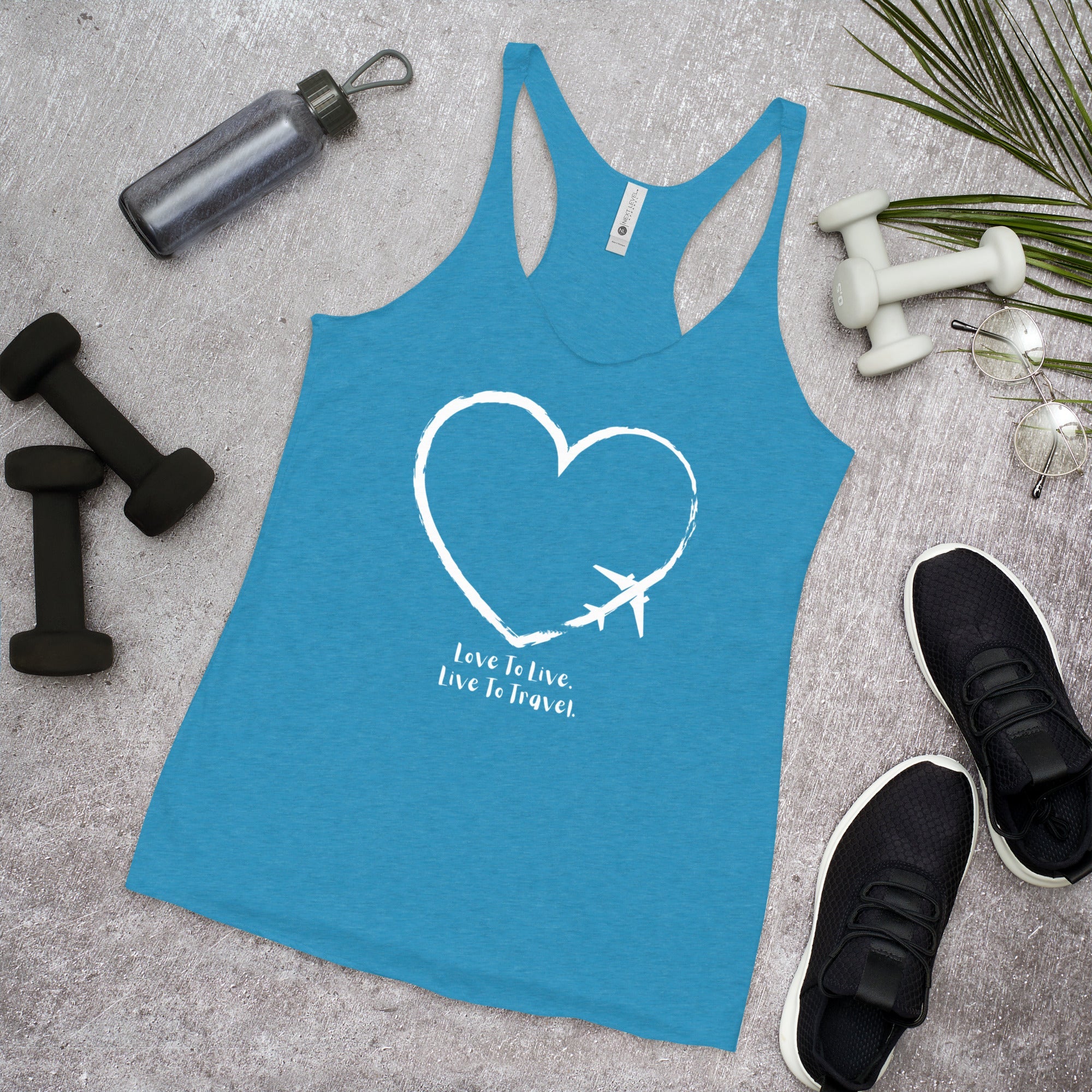 I Heart Travel - Women's Racerback Tank - Peaks to Beaches Co Apparel