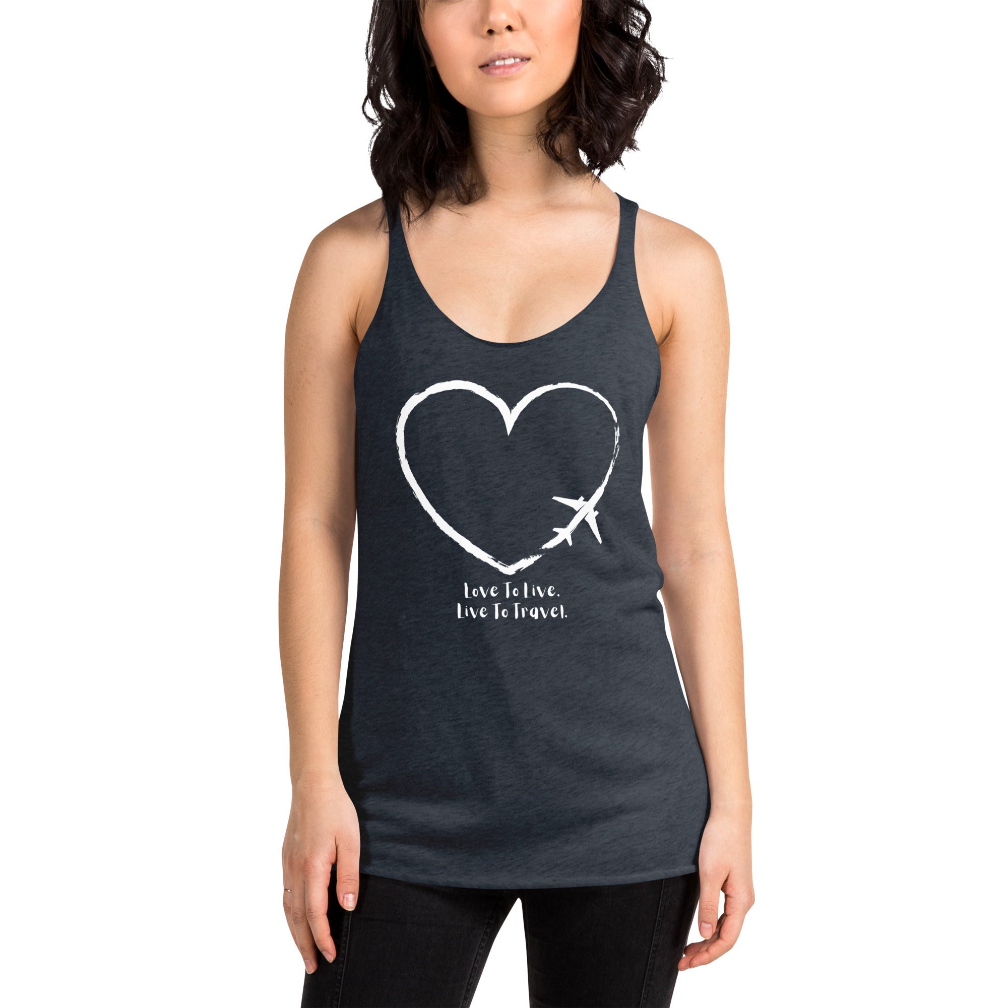 I Heart Travel - Women's Racerback Tank - Peaks to Beaches Co Apparel