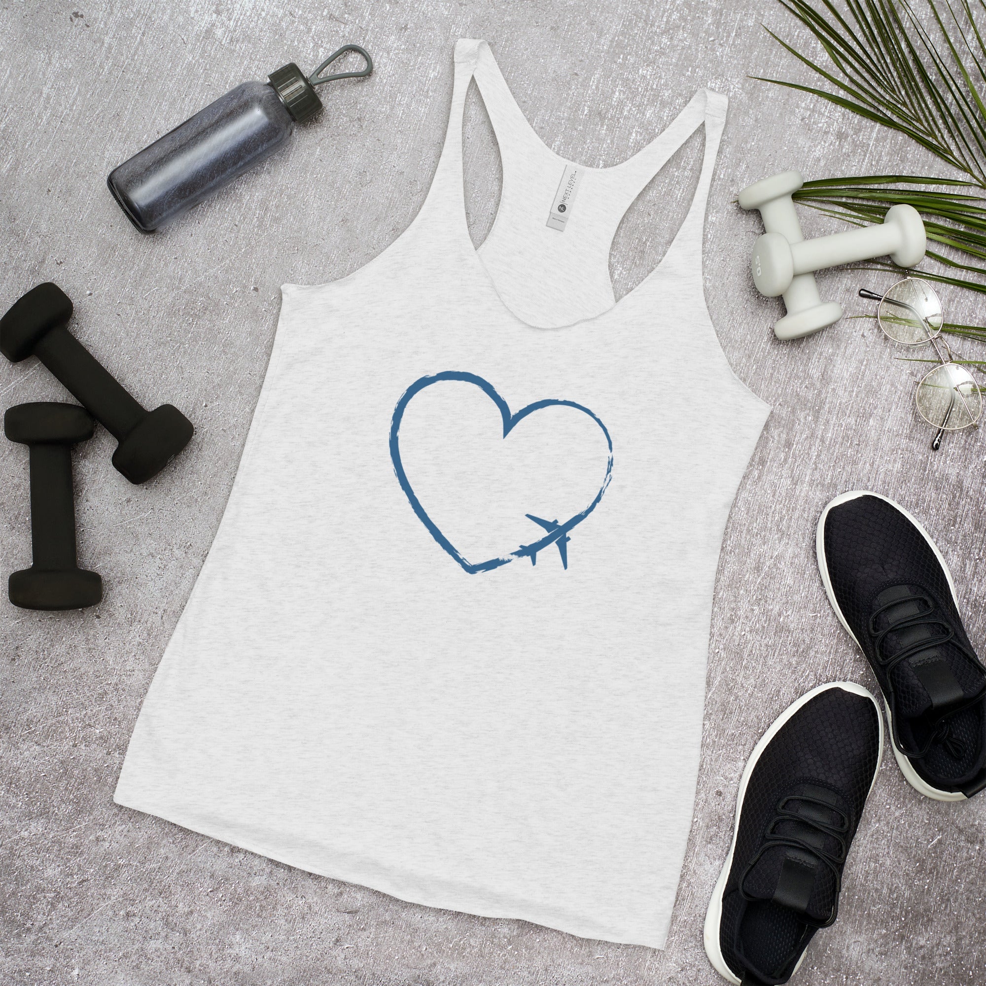 I Heart Travel - Women's Racerback Tank - Peaks to Beaches Co Apparel