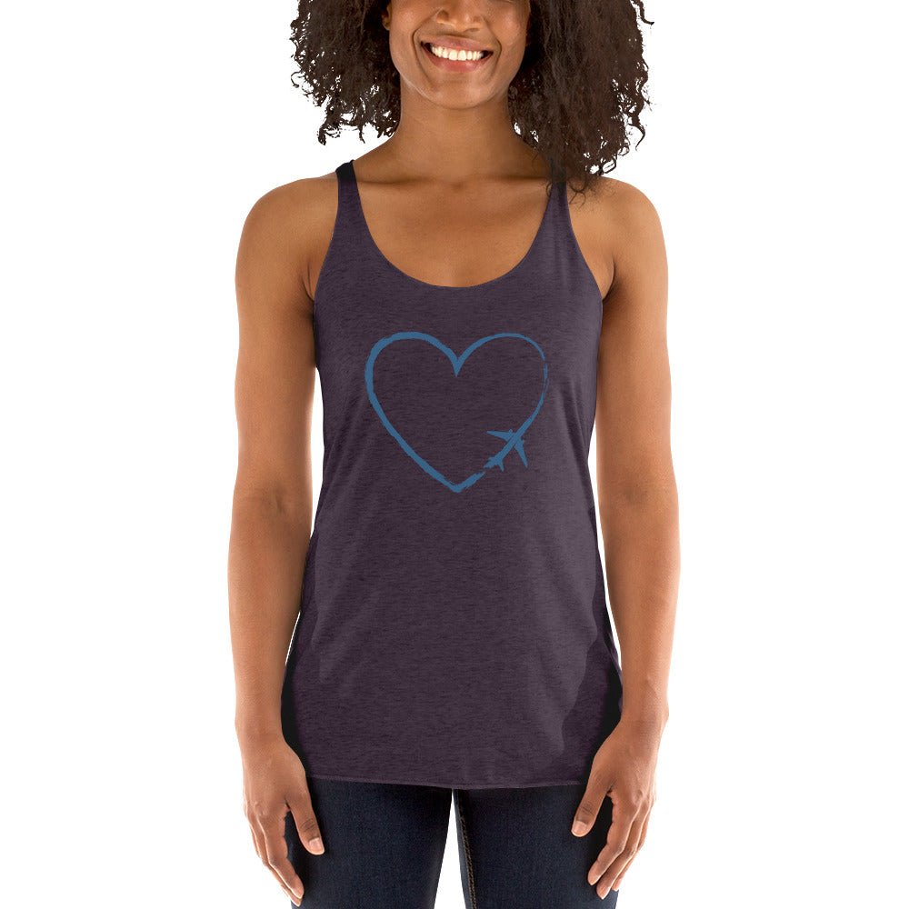 I Heart Travel - Women's Racerback Tank - Peaks to Beaches Co Apparel