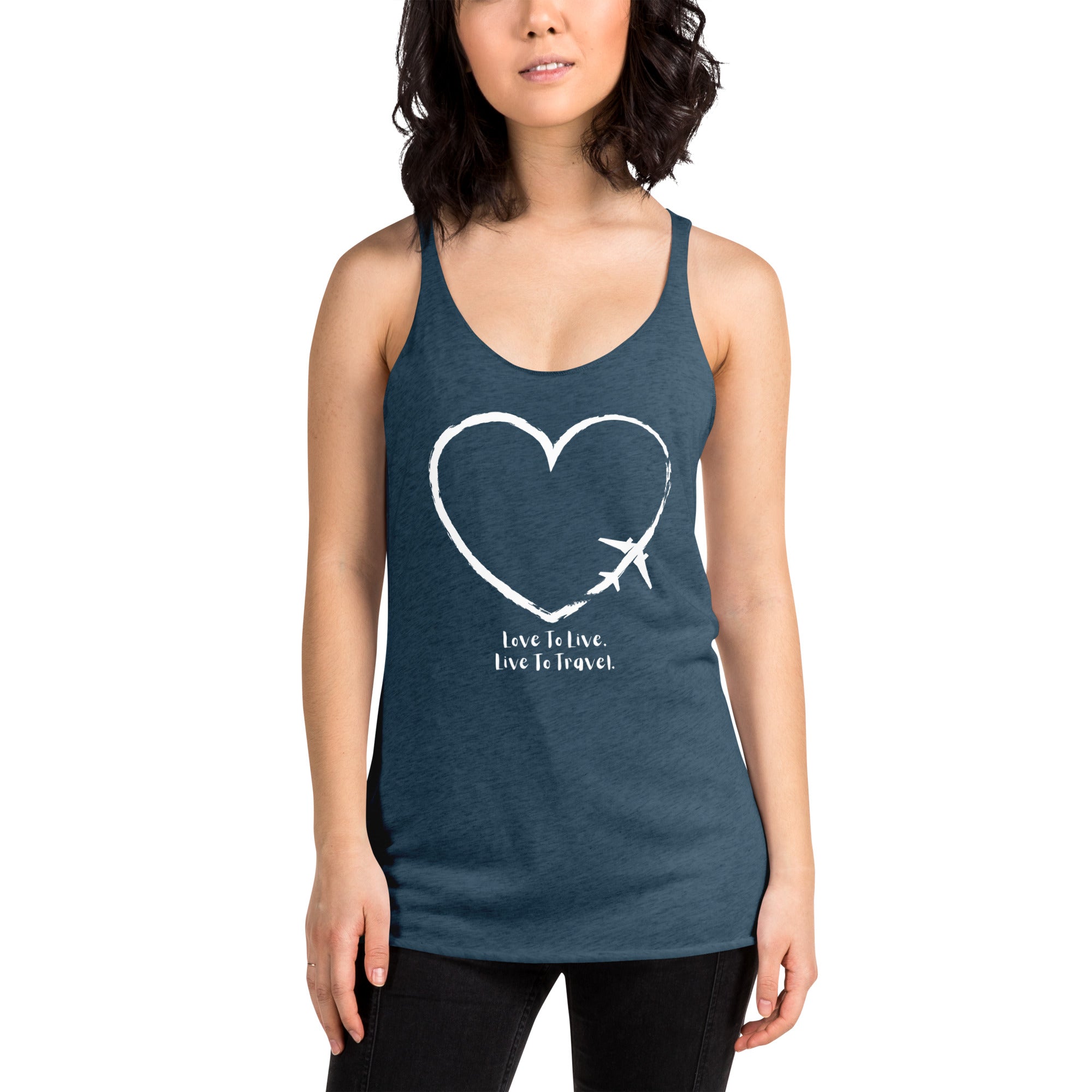 I Heart Travel - Women&#39;s Racerback Tank - Peaks to Beaches Co Apparel