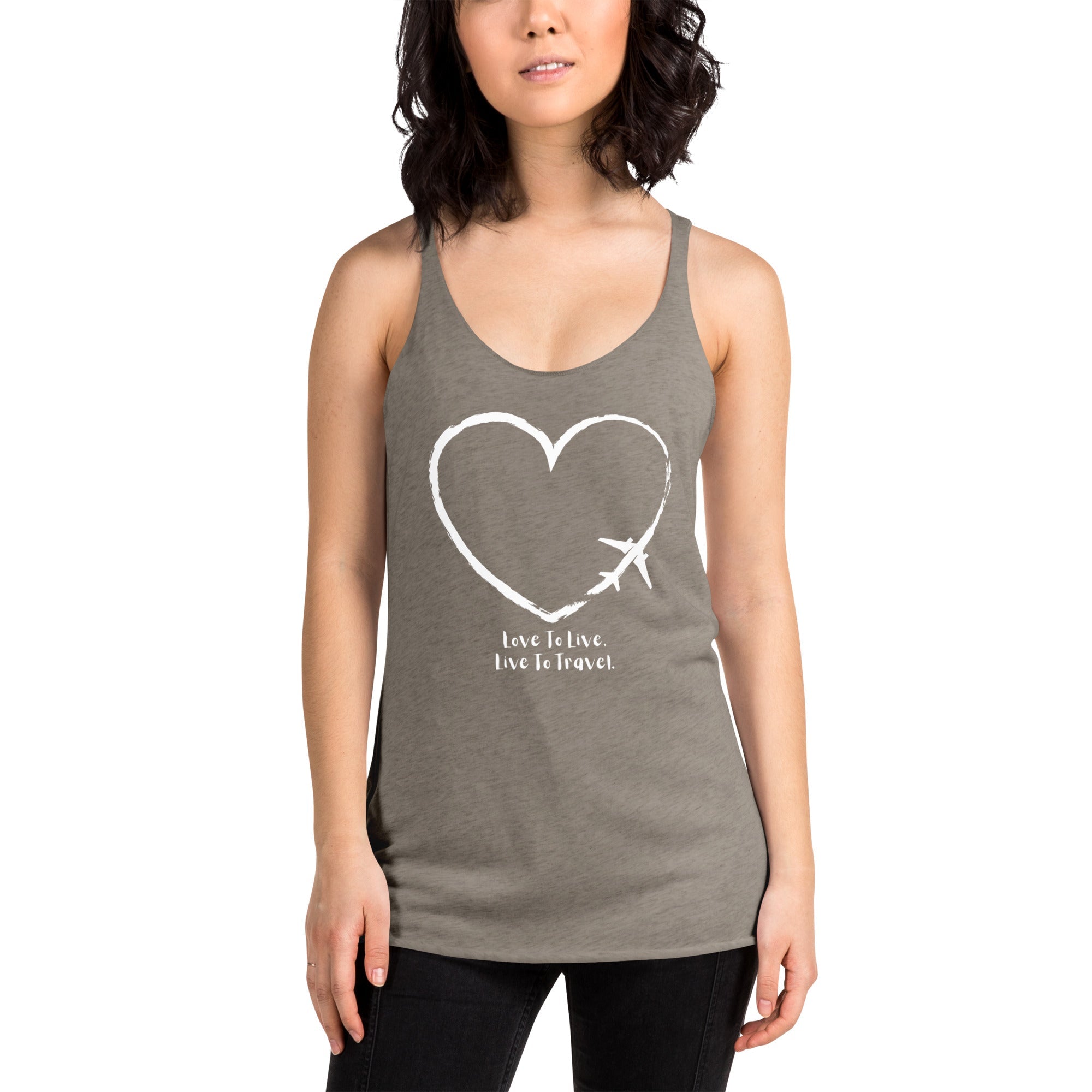 I Heart Travel - Women&#39;s Racerback Tank - Peaks to Beaches Co Apparel