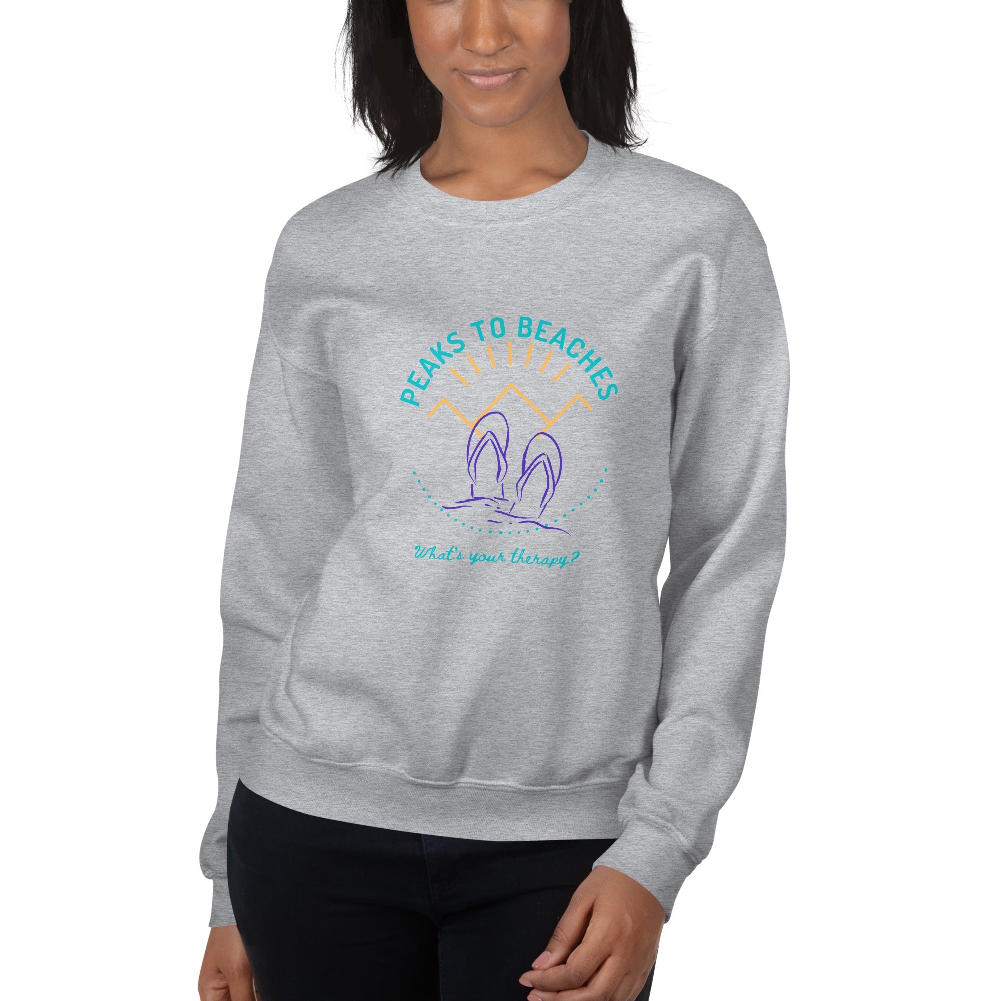 Peaks To Beaches Multi-Color Graphic LS Unisex Crew Neck Sweatshirt - Peaks to Beaches Co Apparel