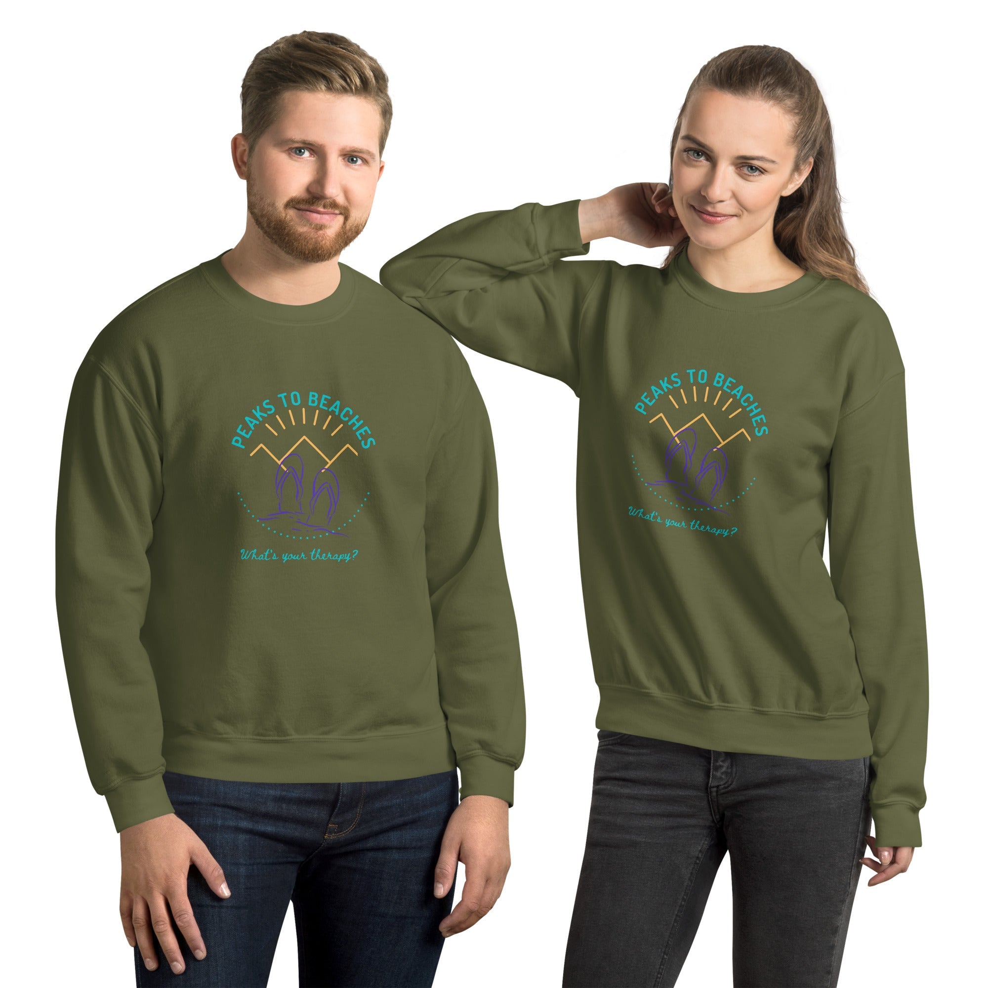 Peaks To Beaches Multi-Color Graphic LS Unisex Crew Neck Sweatshirt - Peaks to Beaches Co Apparel