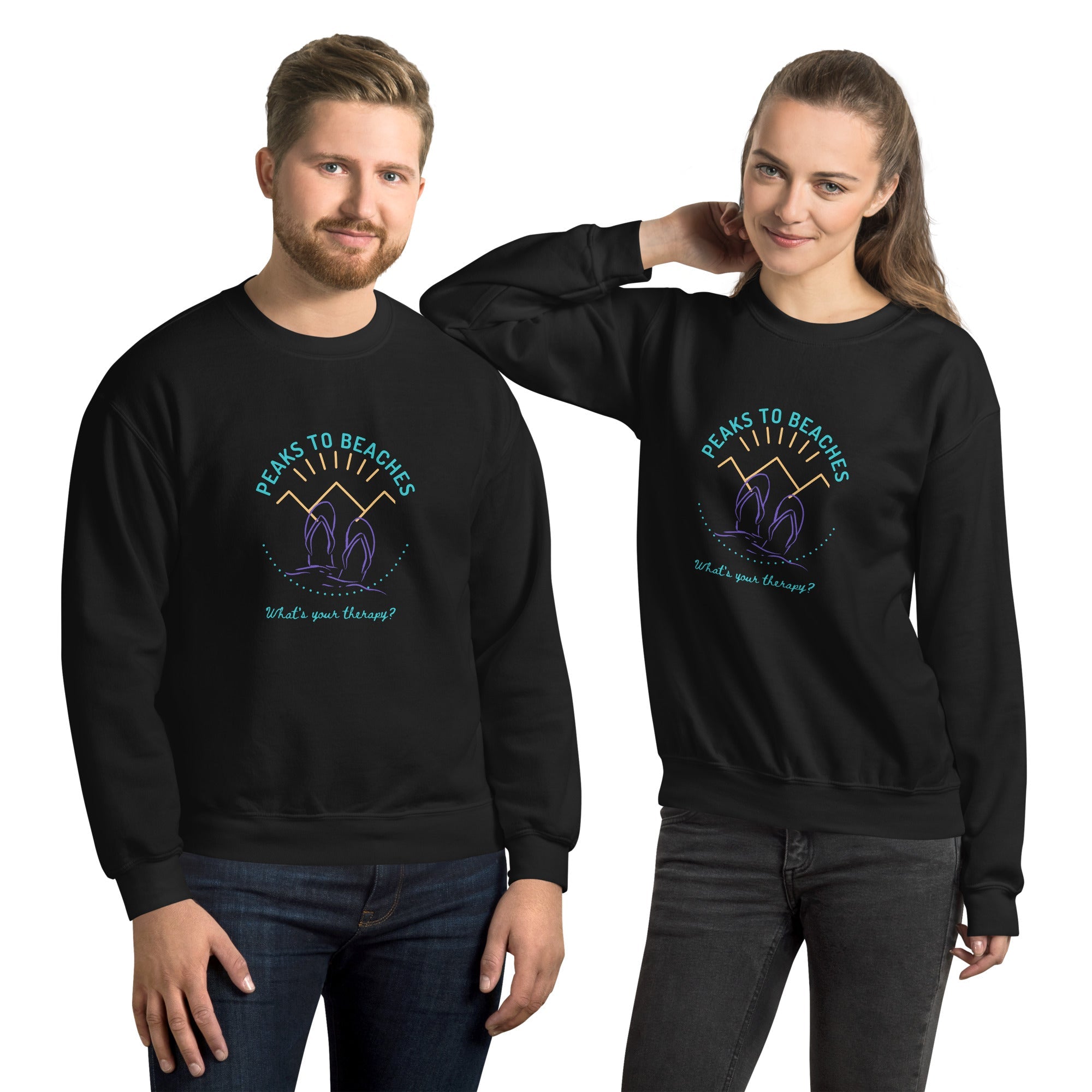 Peaks To Beaches Multi-Color Graphic LS Unisex Crew Neck Sweatshirt - Peaks to Beaches Co Apparel