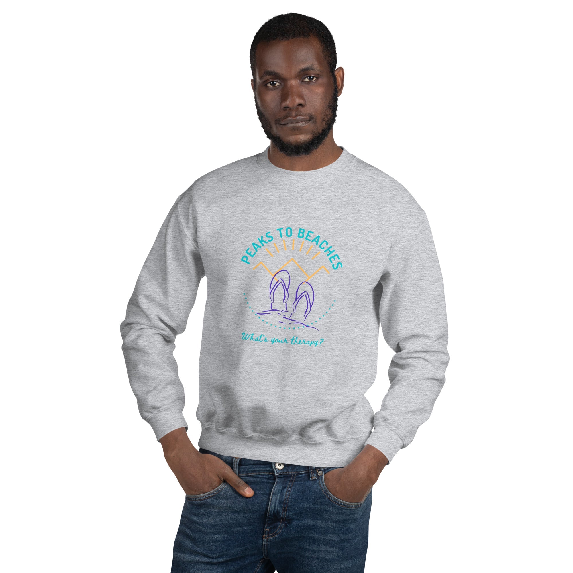 Peaks To Beaches Multi-Color Graphic LS Unisex Crew Neck Sweatshirt - Peaks to Beaches Co Apparel