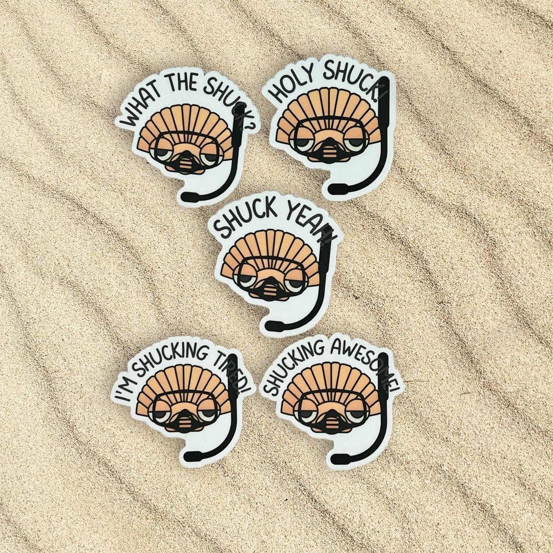 SHUCK YEAH 5-PACK STICKER BUNDLE - GREY - Peaks to Beaches Co Stationary