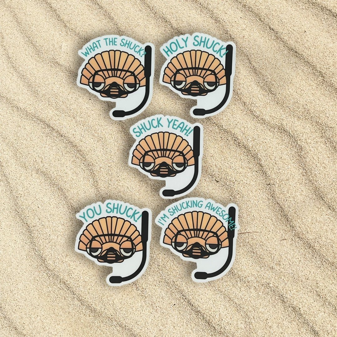 Shuck Yeah! 5-Pack Sticker Bundle - Teal - Peaks to Beaches Co Stationary