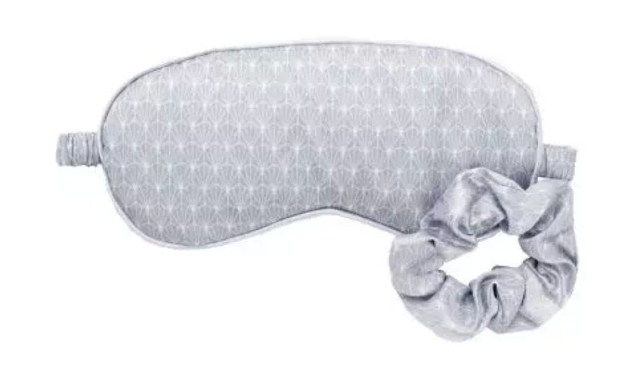 Silky Satin Eye Mask &amp; Scrunchie Set - Silver - Peaks to Beaches Co Personal Care