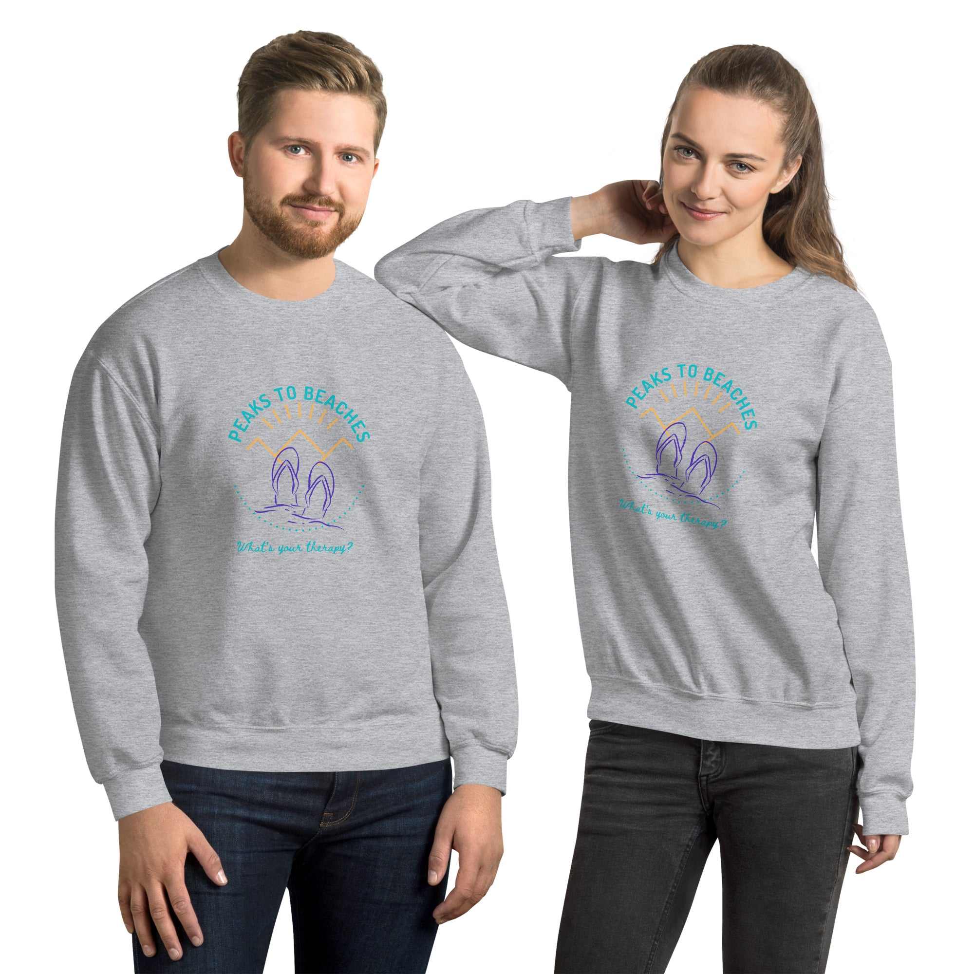 Peaks To Beaches Multi-Color Graphic LS Unisex Crew Neck Sweatshirt - Peaks to Beaches Co Apparel