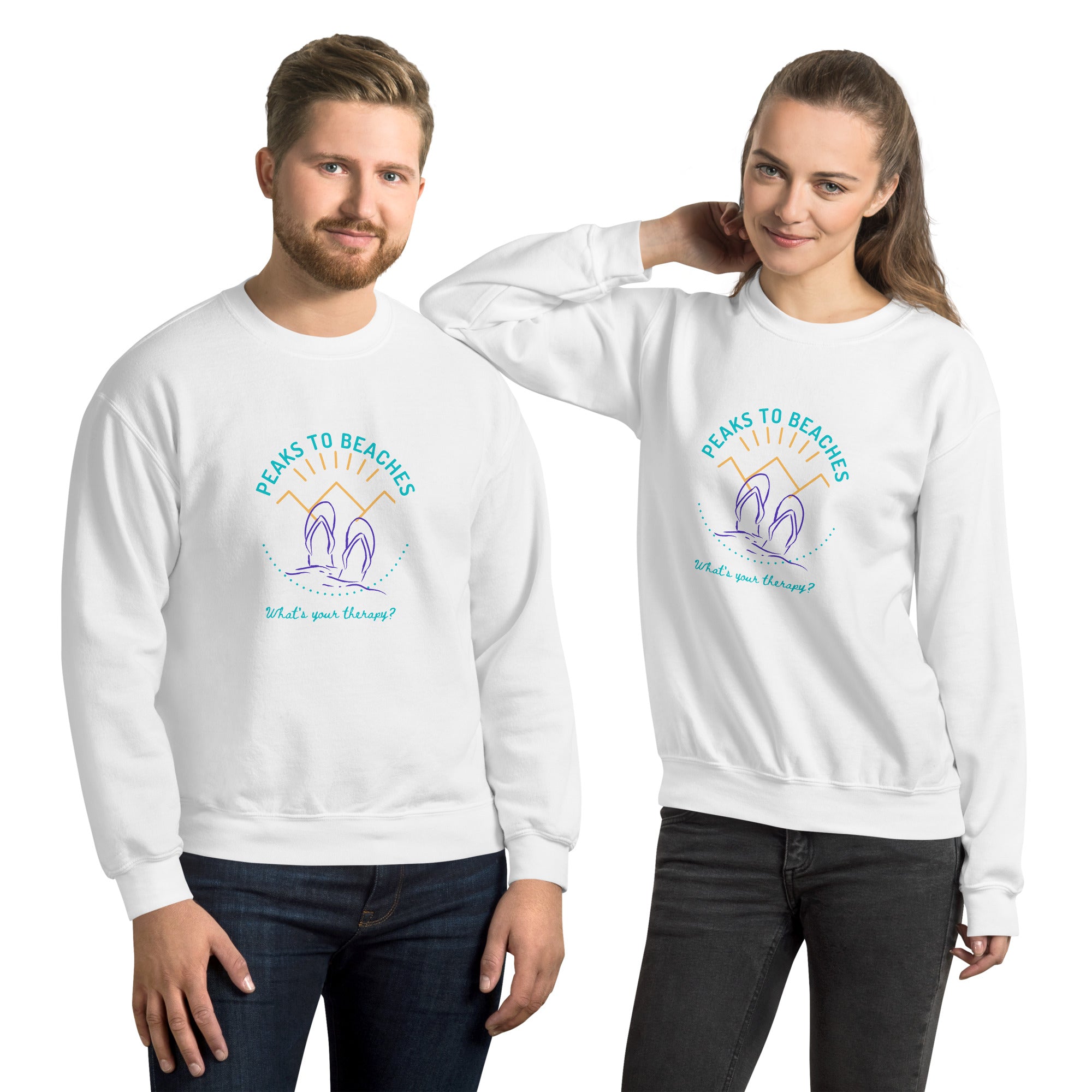 Peaks To Beaches Multi-Color Graphic LS Unisex Crew Neck Sweatshirt - Peaks to Beaches Co Apparel