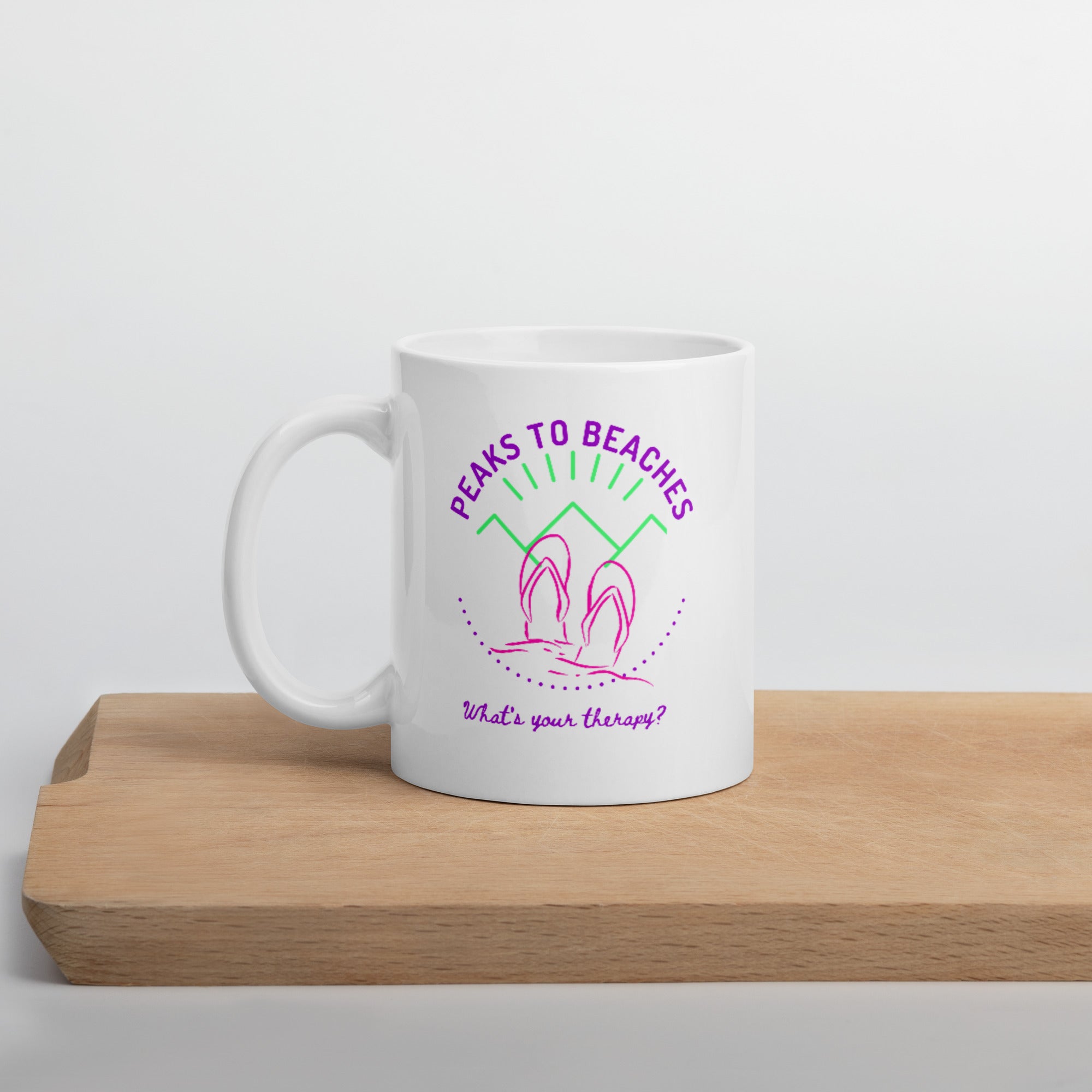 Peaks To Beaches Multi-Color Graphic on a White Glossy Mug 11oz - Peaks to Beaches Co Drinkware